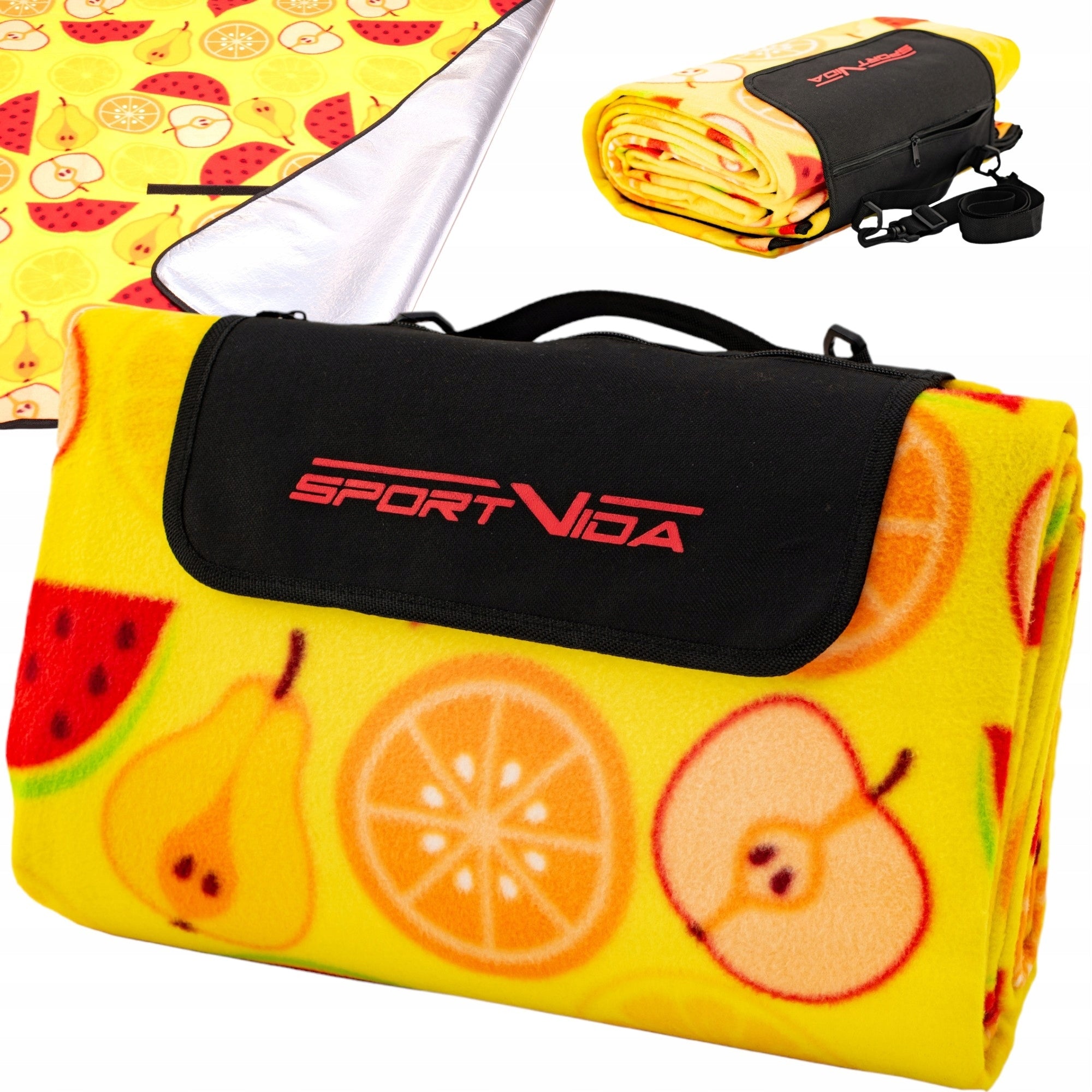 BEACH PICNIC BLANKET MAT WITH INSULATION ALU AND POCKET 150x200cm SPORTVIDA