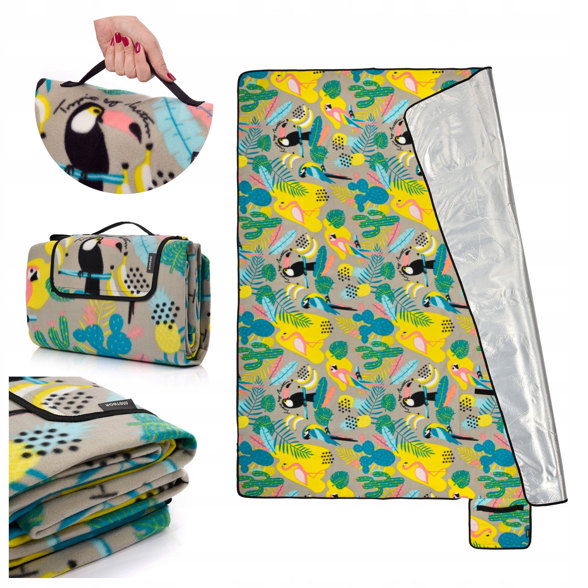BEACH PICNIC BLANKET WITH INSULATION ALU METEOR LARGE XL 200x175 ALU 3 layers