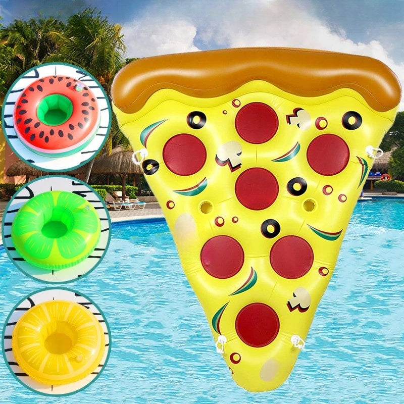 BEACH PIZZA INFLATABLE MATTRESS LARGE FOR BEACHES SWIMMING CUP HOLDER Manufacturer code MATERAC DMUCHANY PIZZA PLAŻOWY DUŻY NA PLAŻE