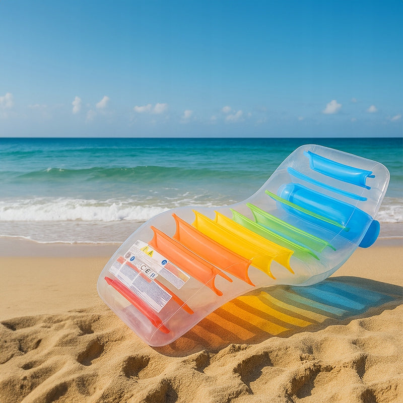 BEACH PUMPED MATTRESS INFLATABLE SWIMMING CHAIR POOL ISLAND 168x88 Color multicolor