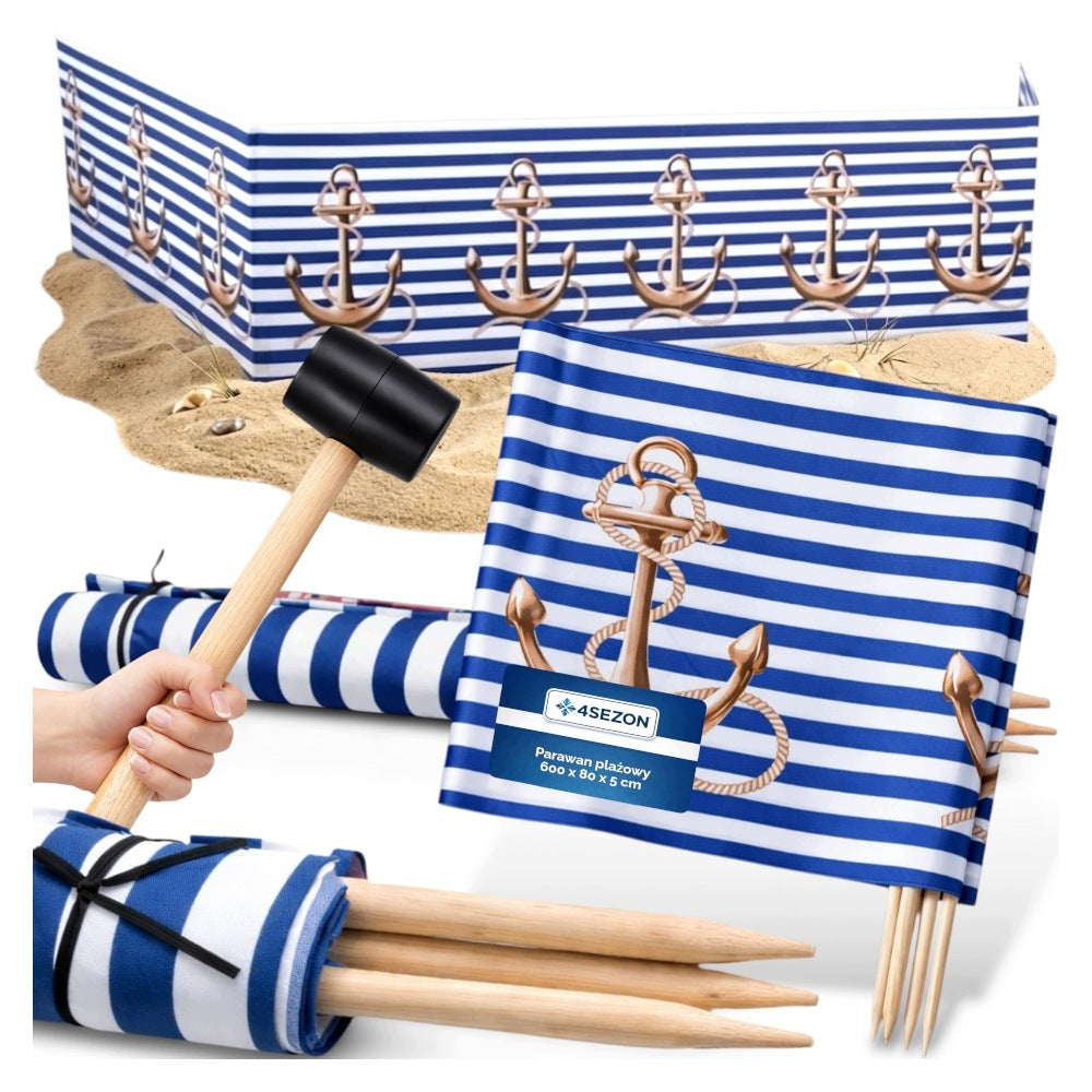 BEACH SCREEN FOR BEACH CAMPING THICK MATERIAL PREMIUM QUALITY + HAMMER 6m.