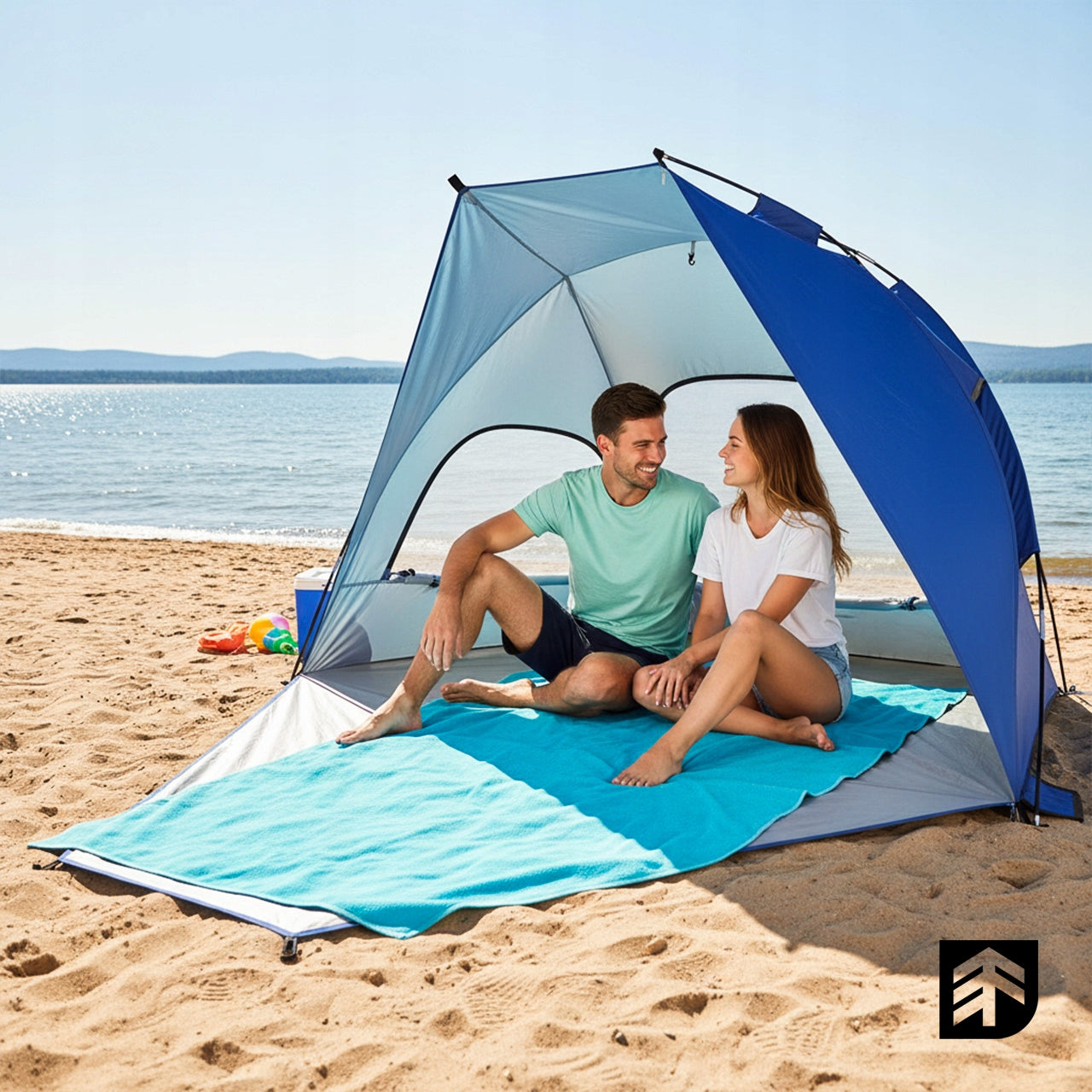 BEACH TENT FOR UNFOLDING LARGE CLOSED SCREEN LIGHT FIBERGLASS Packaging status original