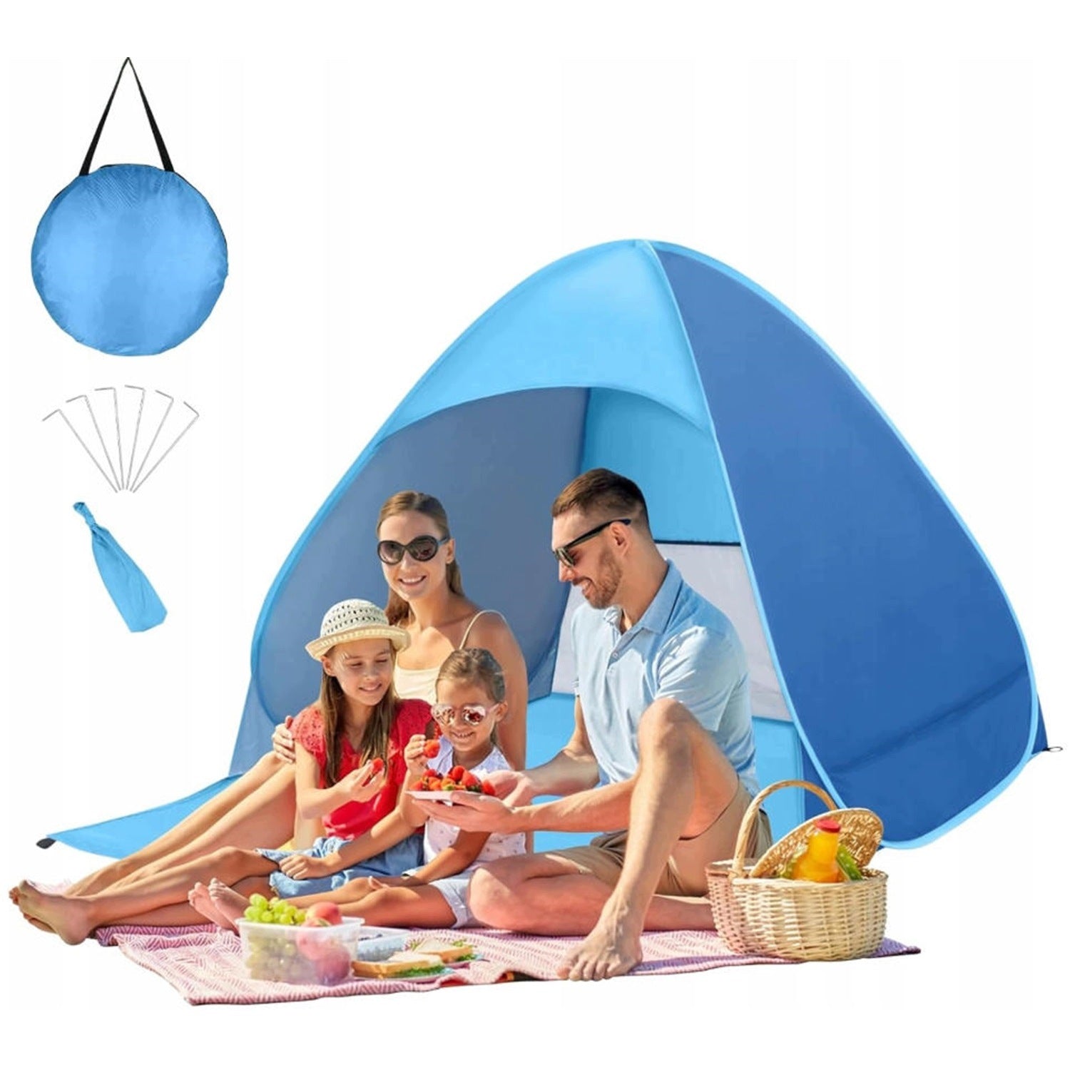 BEACH TENT POP-UP SELF-FOLDING UV 50+ UMBRELLA FOR 2-3 PEOPLE