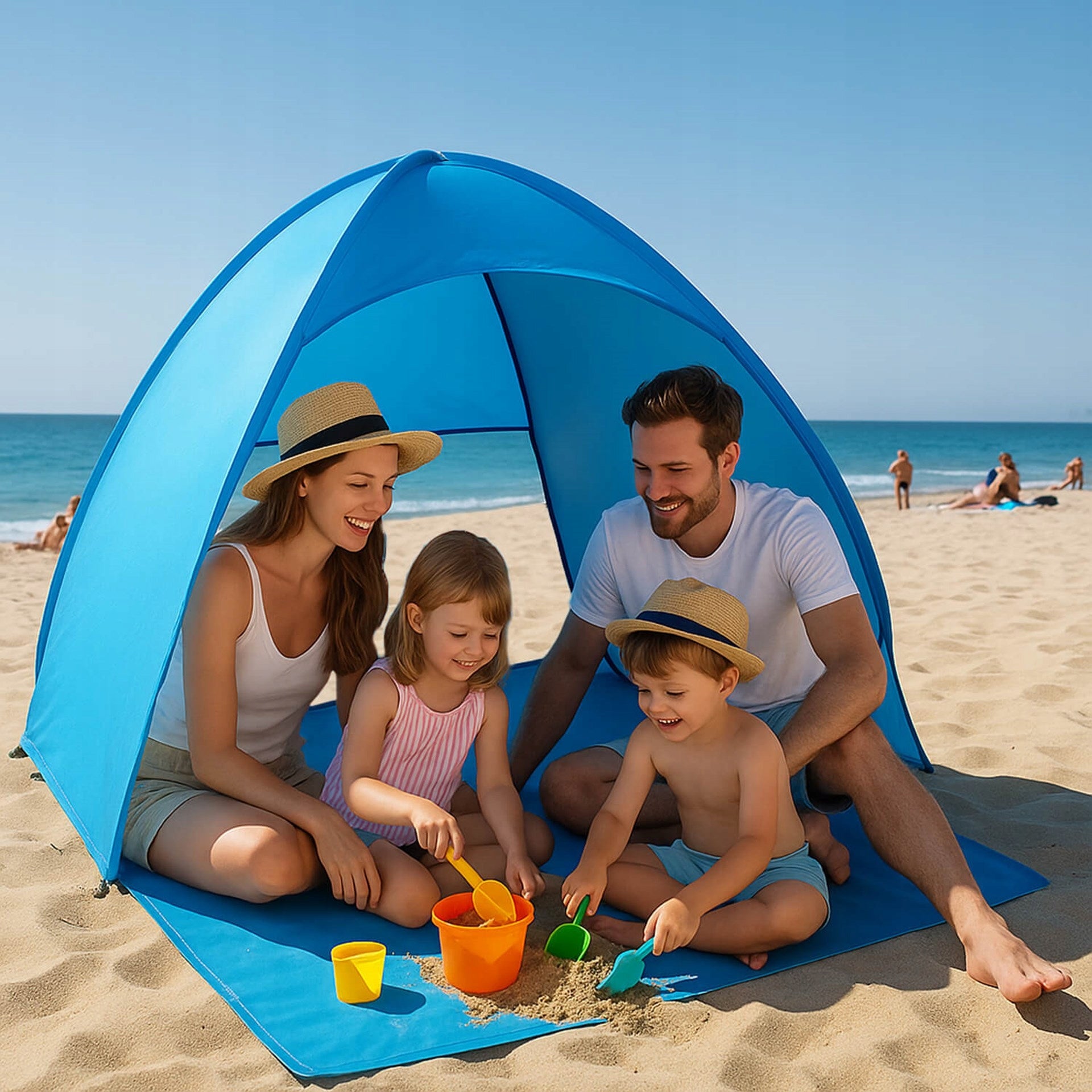 BEACH TENT SELF-FOLDING LARGE TOURIST UV SCREEN FOR BEACH XXL Packaging status original