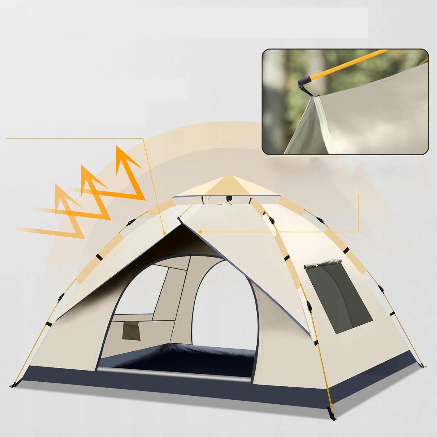 BEACH TENT SELF-FOLDING SCREEN AUTOMATIC WITH 2 DOORS+2 WINDOWS Color brown