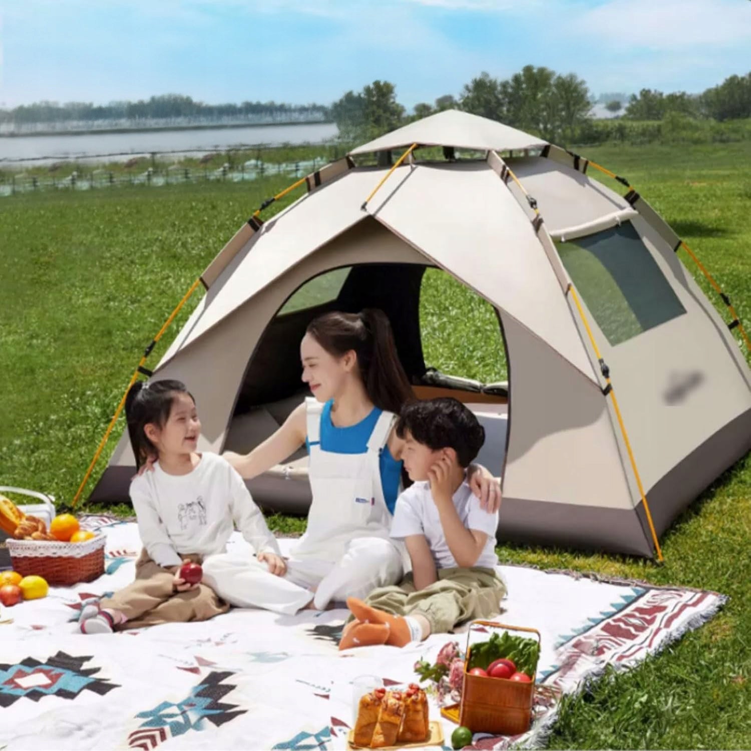 BEACH TENT SELF-FOLDING SCREEN AUTOMATIC WITH 2 DOORS+2 WINDOWS Number of people 3