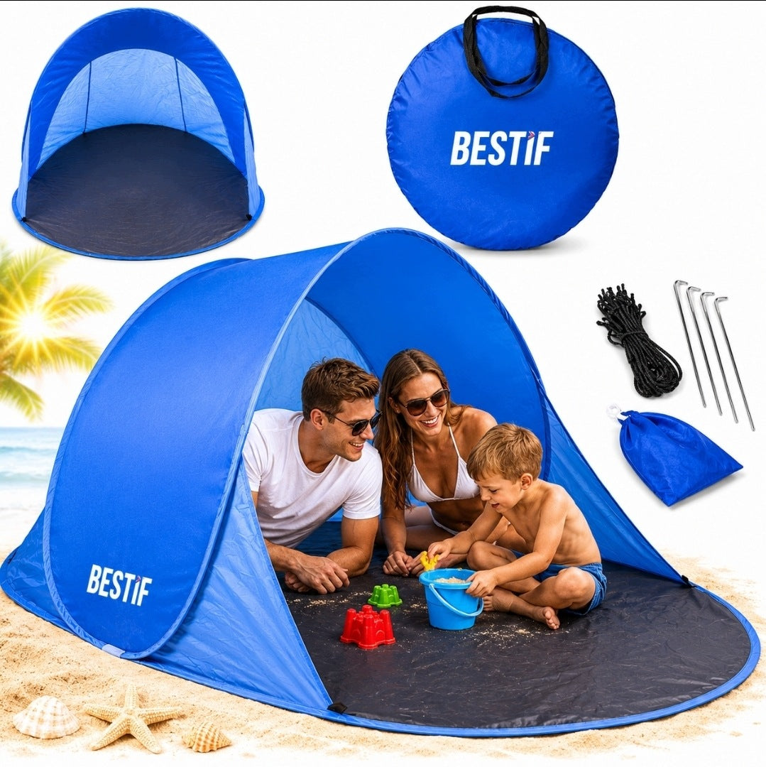 BEACH TENT SELF-FOLDING SCREEN FOR BEACH LARGE GARDEN 190 x 120 CM