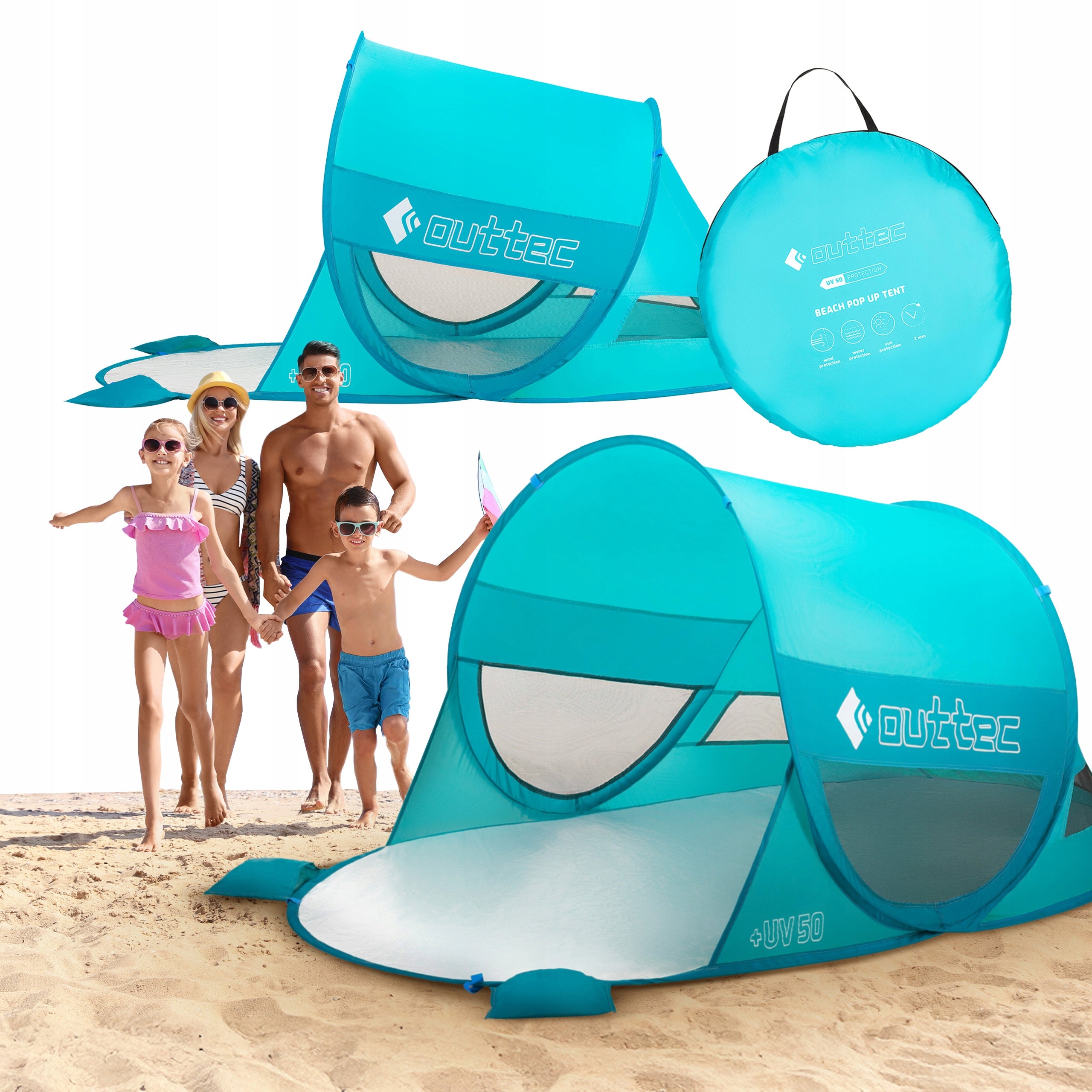 BEACH TENT SELF-FOLDING SCREEN WINDOW POP UP UV50 OUTTEC