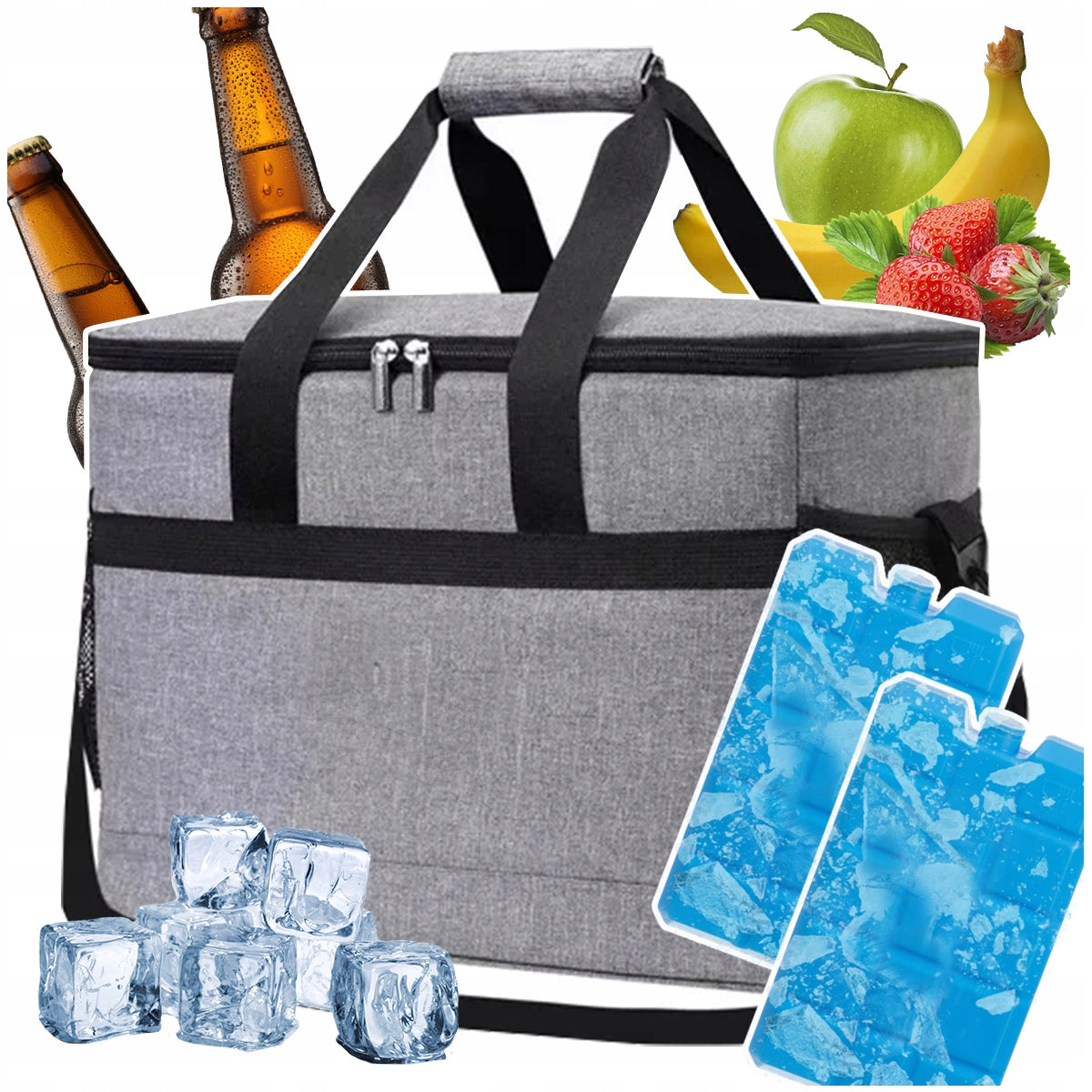 BEACH THERMAL BAG PICNIC Tourist Refrigerator Large 40 Liters+Inserts