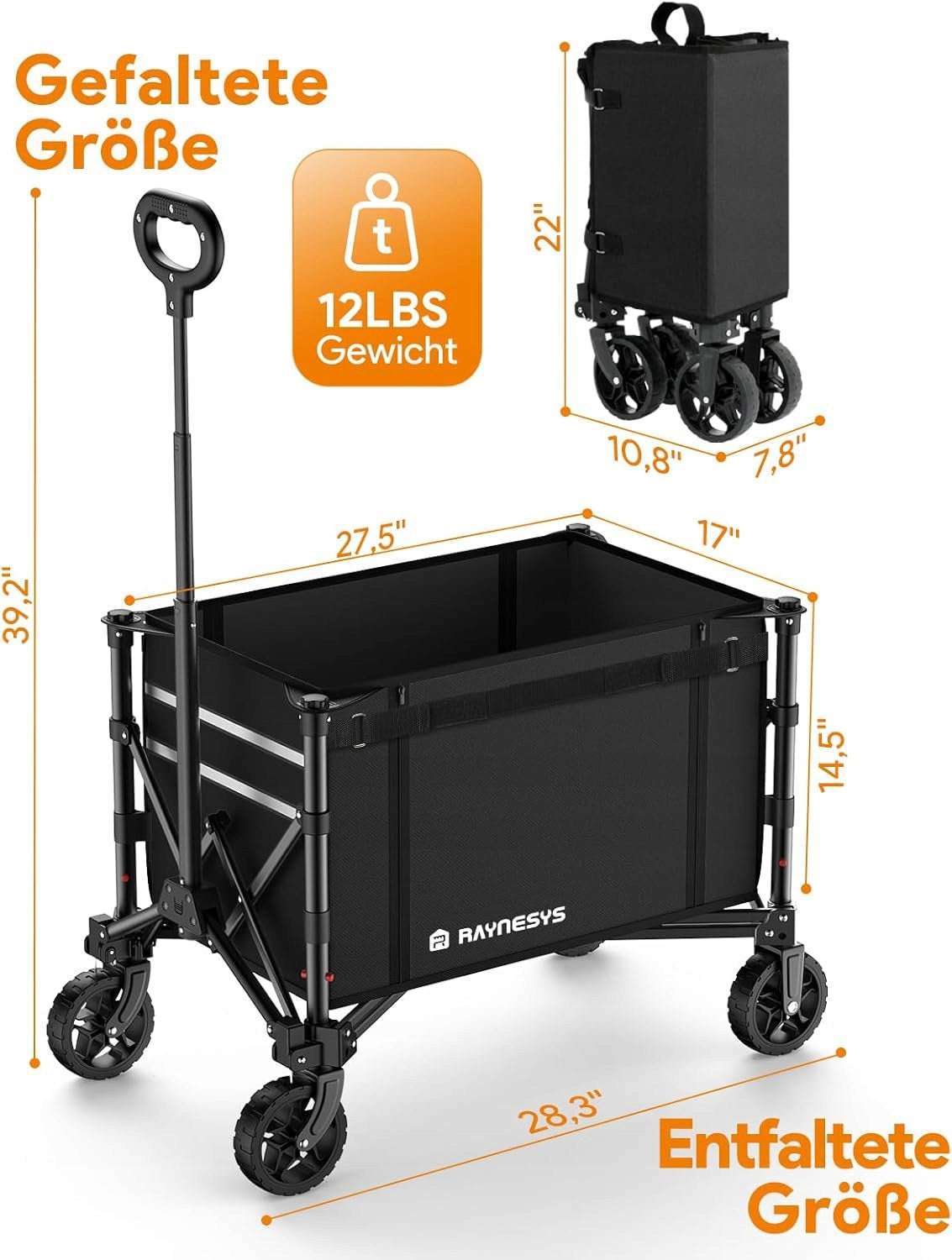 BEACH TRANSPORT FOLDING TROLLEY 120L 100KG CAMPING GARDEN BLACK Manufacturer code 0723314177885