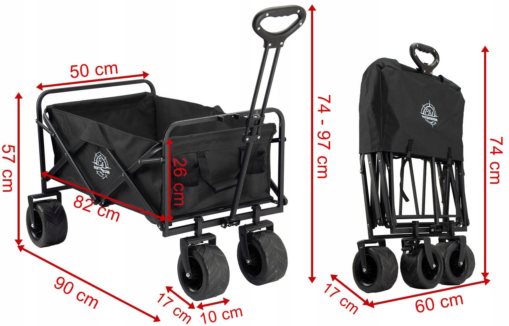 BEACH TROLLEY GARDEN TRANSPORT TOURIST FOLDING TO THE BEACH 4 WHEELS Brand Outdorium
