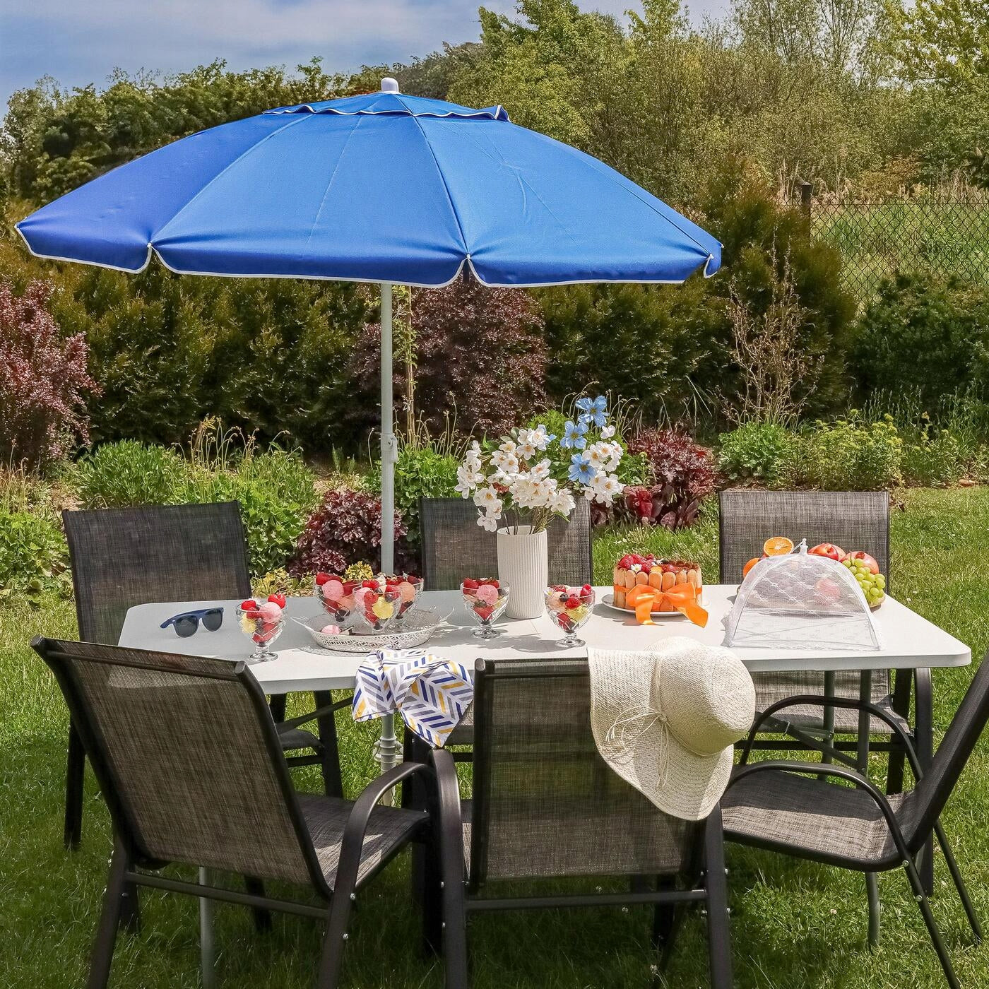 BEACH UMBRELLA Broken ADJUSTABLE for BALCONY Garden Tadar Blue 200 cm Packaging status original