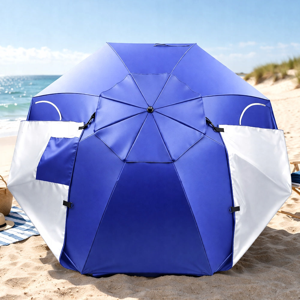 BEACH UMBRELLA GARDEN TENT WITH COVERS SCREEN UV+ COVER LARGE 240cm Packaging status original