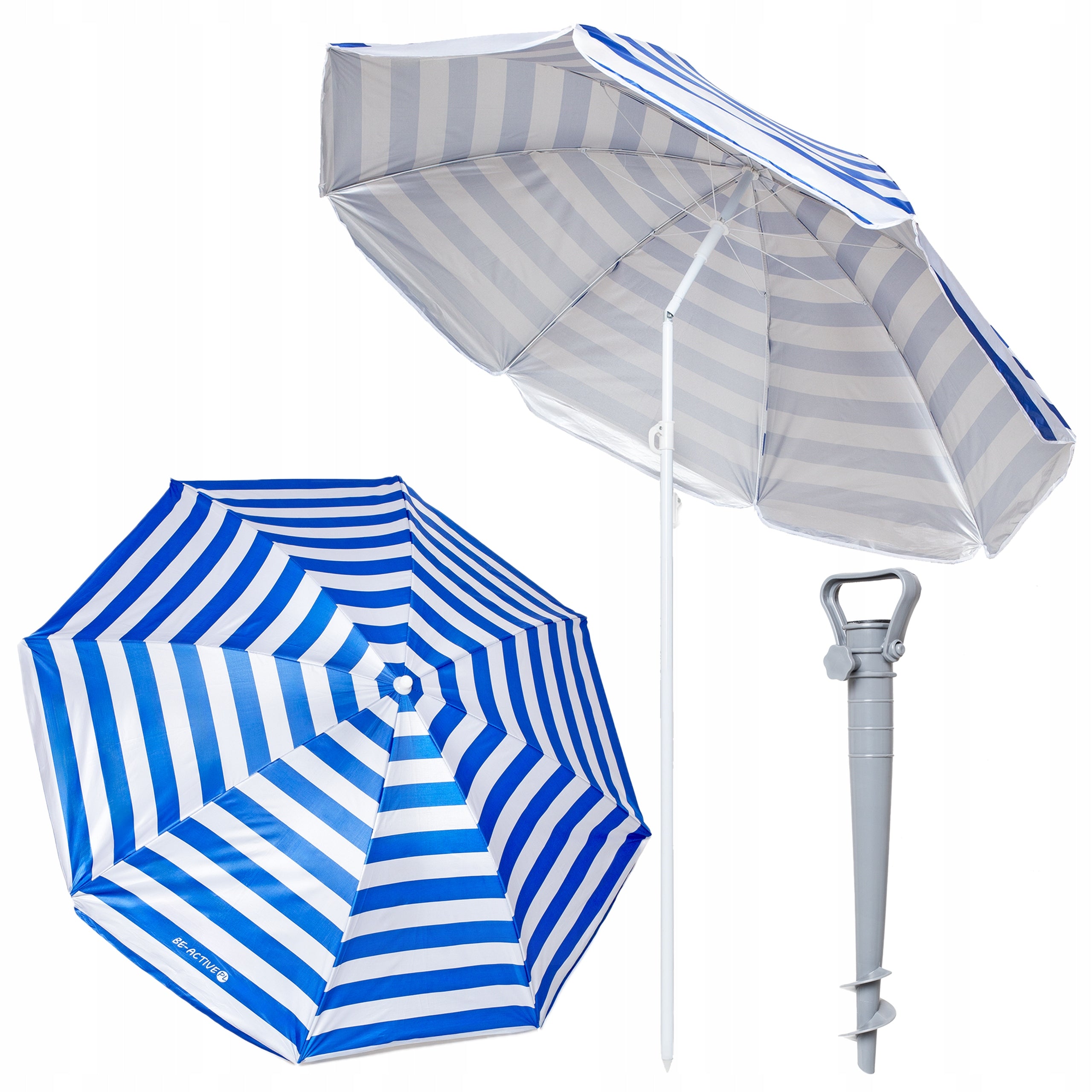 BEACH UMBRELLA WITH GARDEN ANCHOR UV RECESSED DRILL LARGE BROKEN TO THE BEACH