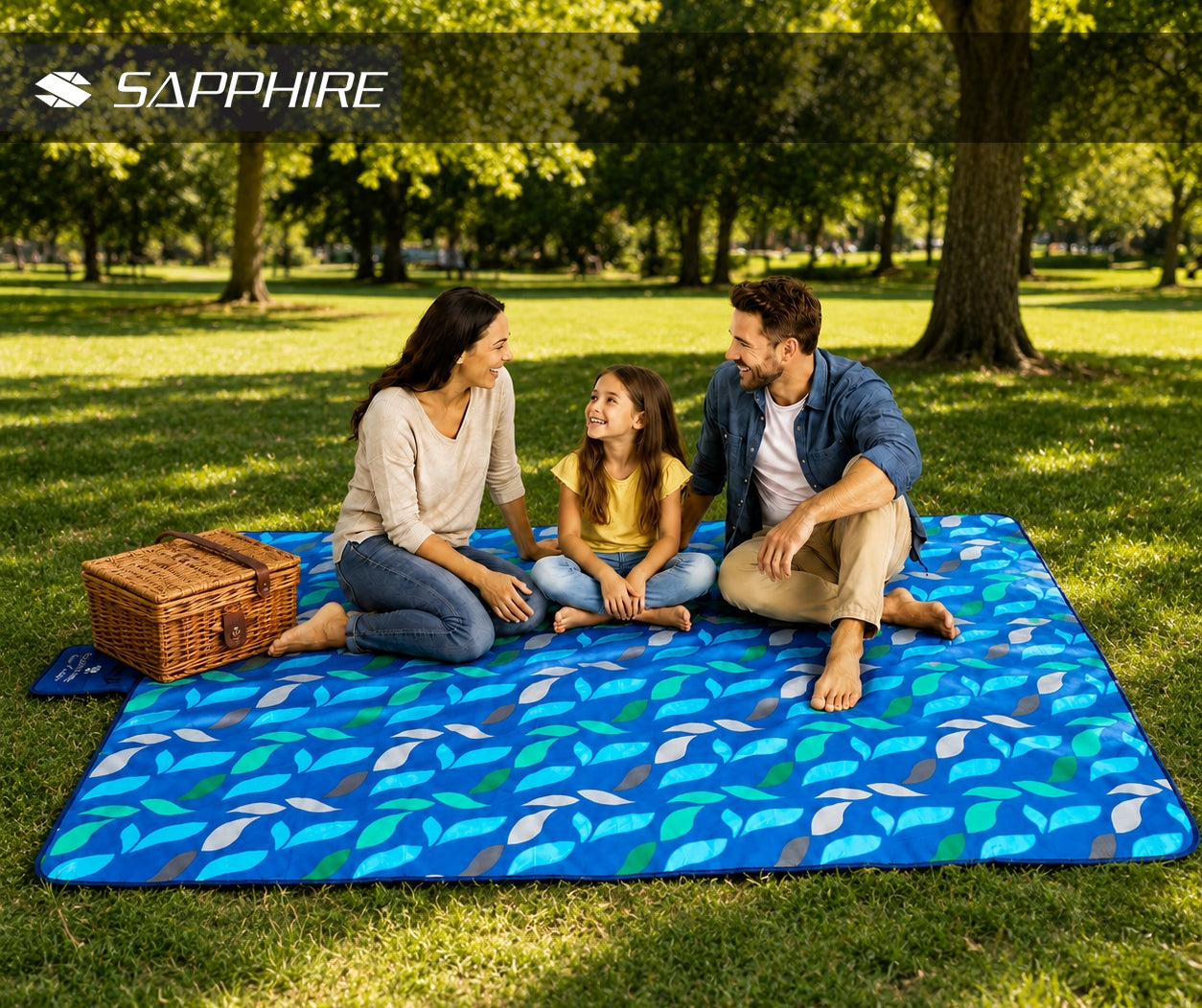 BEACH picnic BLANKET 2x2m SAPPHIRE with INSULATION waterproof WITH HANDLE mat Packaging status original