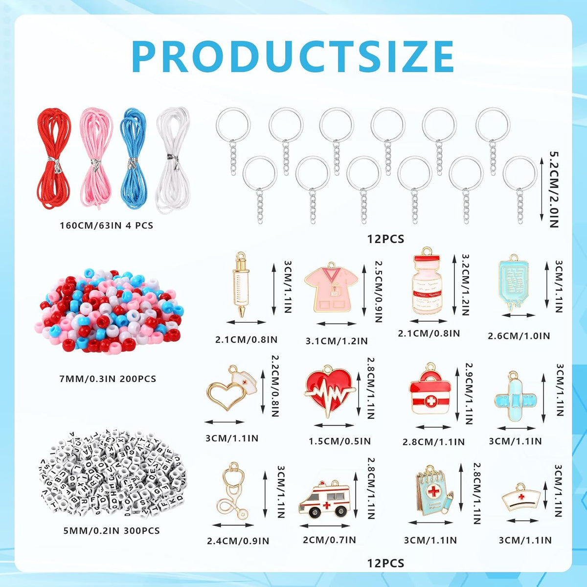 BEADS KEYCHAIN MAKING SET DIY CRAFT ACRYLIC PENDANTS LETTERS Brand no brand
