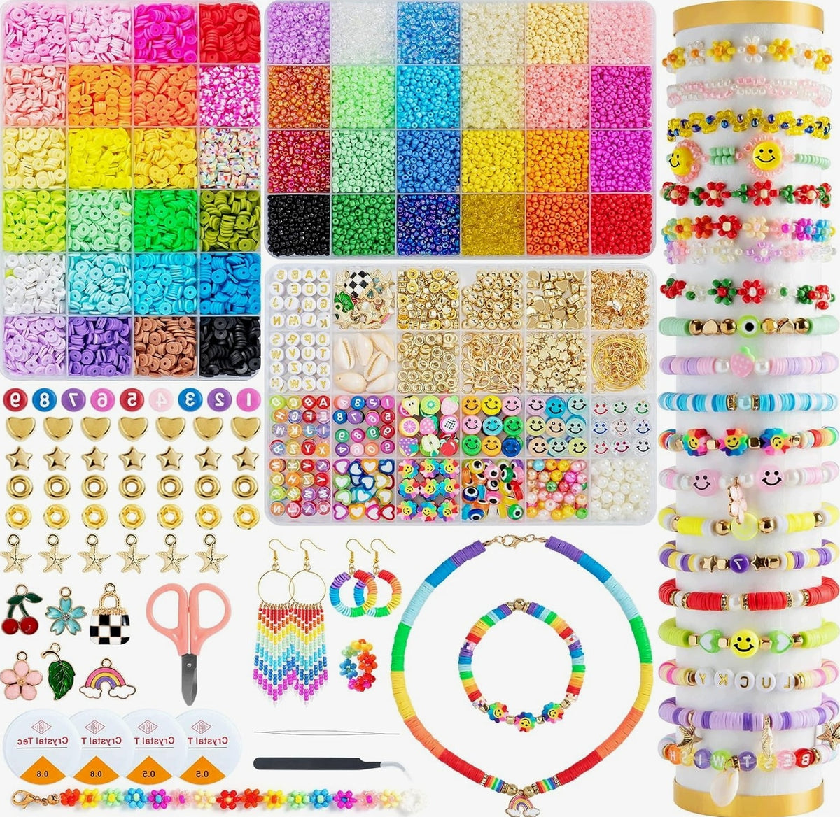 BEADS SET OF 12000 PIECES 6MM 3MM FOR JEWELRY MAKING COLORFUL