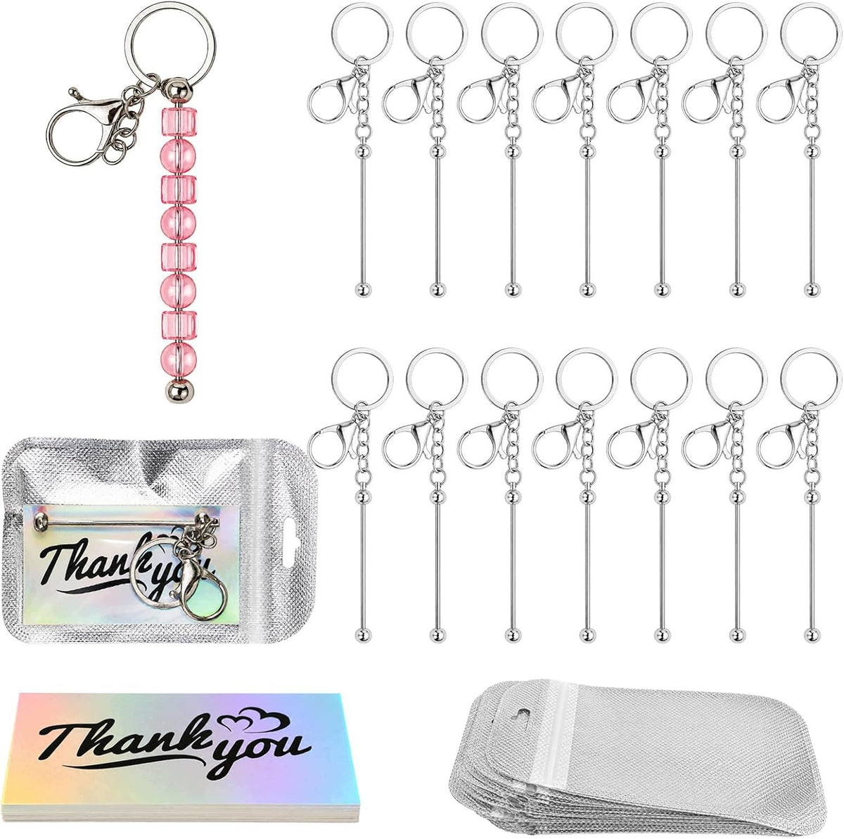 BEADS SET OF 45 PIECES EMPTY KEYCHAINS PENDANTS METAL JEWELRY MAKING