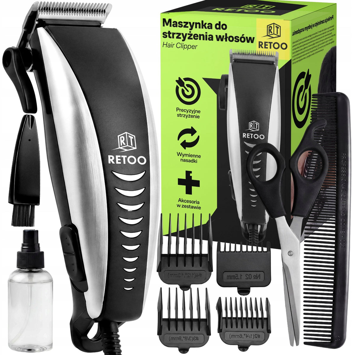 BEARD HAIR CLIPPER SHAVER TRIMMER 4 ATTACHMENTS SET 4IN1 Packaging status original