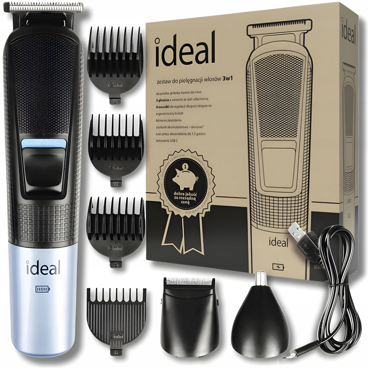 BEARD HAIR CLIPPER TRIMMER SET 3in1 IDEAL IZ8701