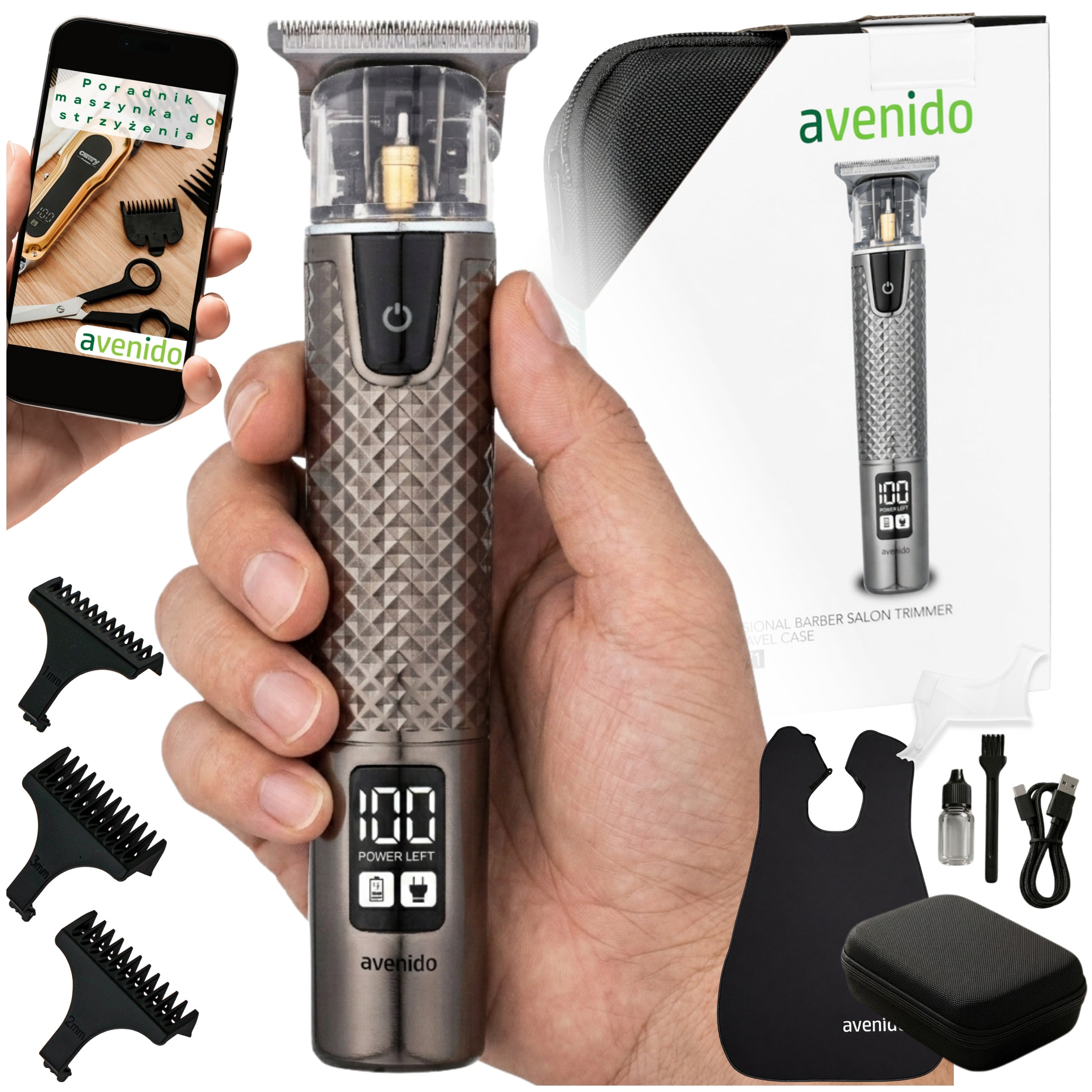 BEARD TRIMMER BEARD HAIR CLIPPER 3 ATTACHMENTS