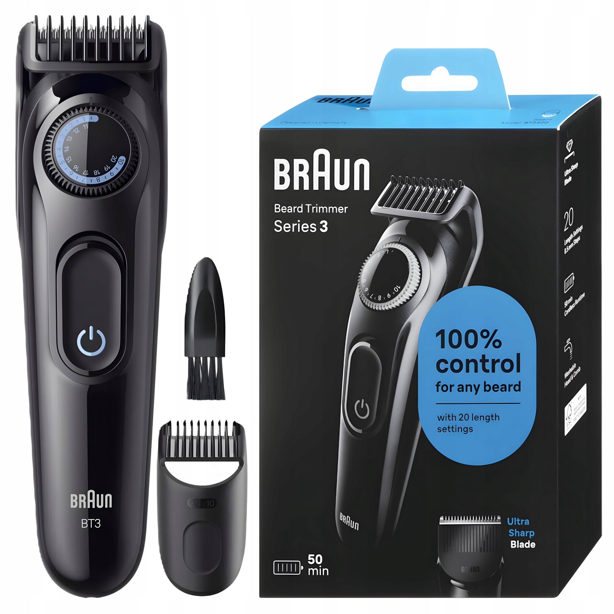 BEARD TRIMMER Braun Series 3 BT3400 Cordless 50 min 10 settings