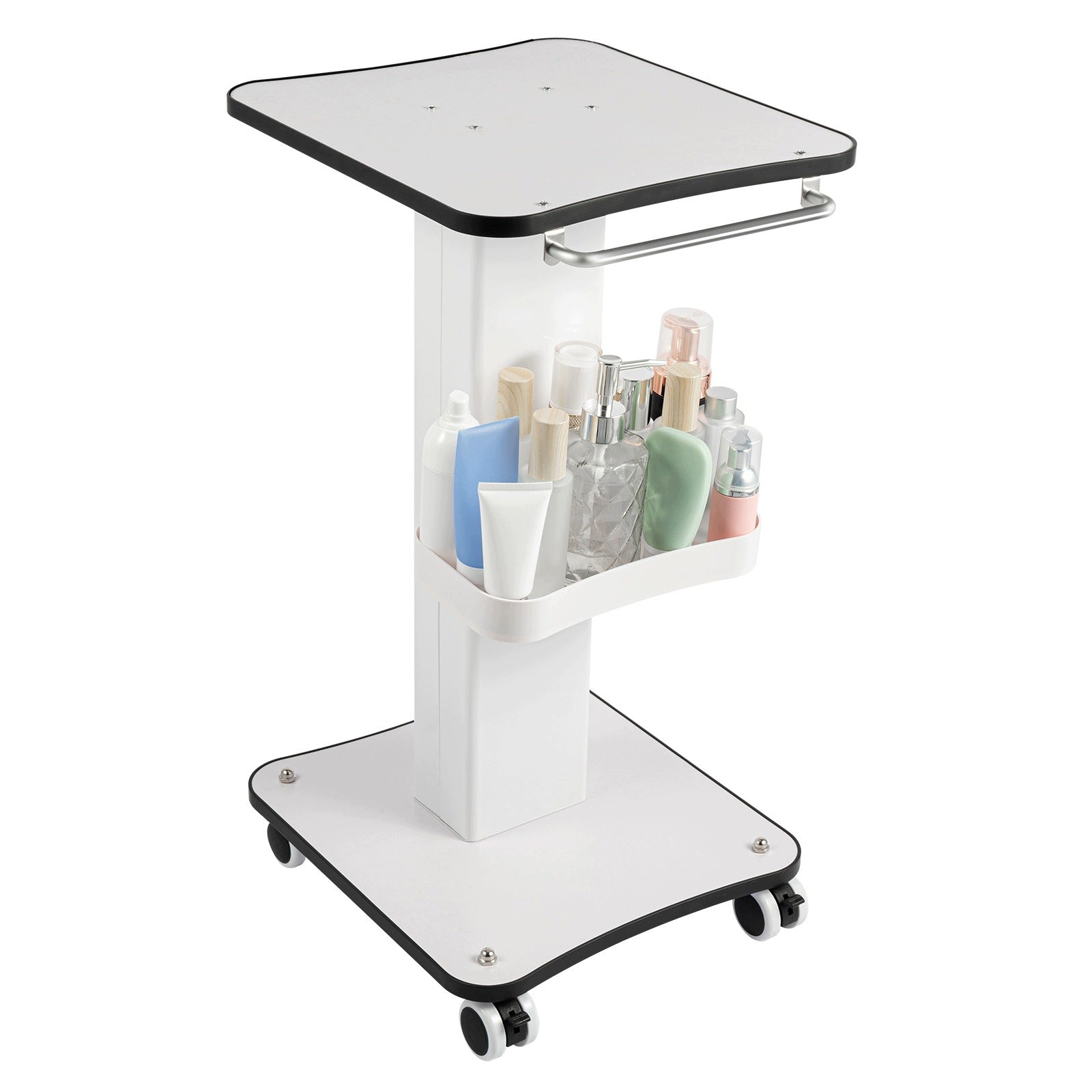BEAUTY CART WITH HANDLE, 4 SWIVEL CASTERS (2 WITH BRAKES), 40 KG CAPACITY