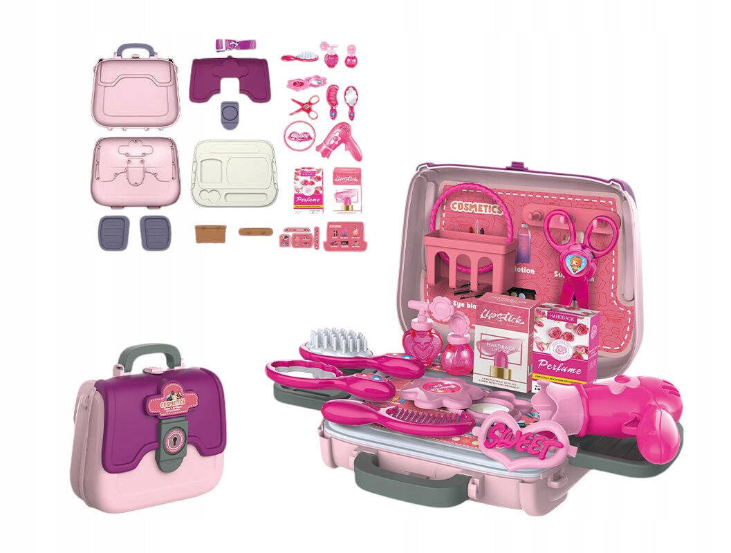 BEAUTY SALON CHEST SET IN SUITCASE BAG AND BELT FOR CHILDREN 24 EL. Packaging status original