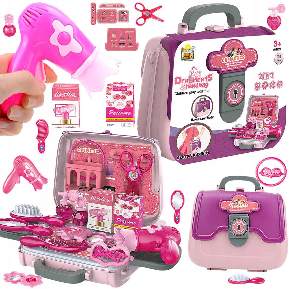 BEAUTY SALON CHEST SET IN SUITCASE BAG AND BELT FOR CHILDREN 24 EL.