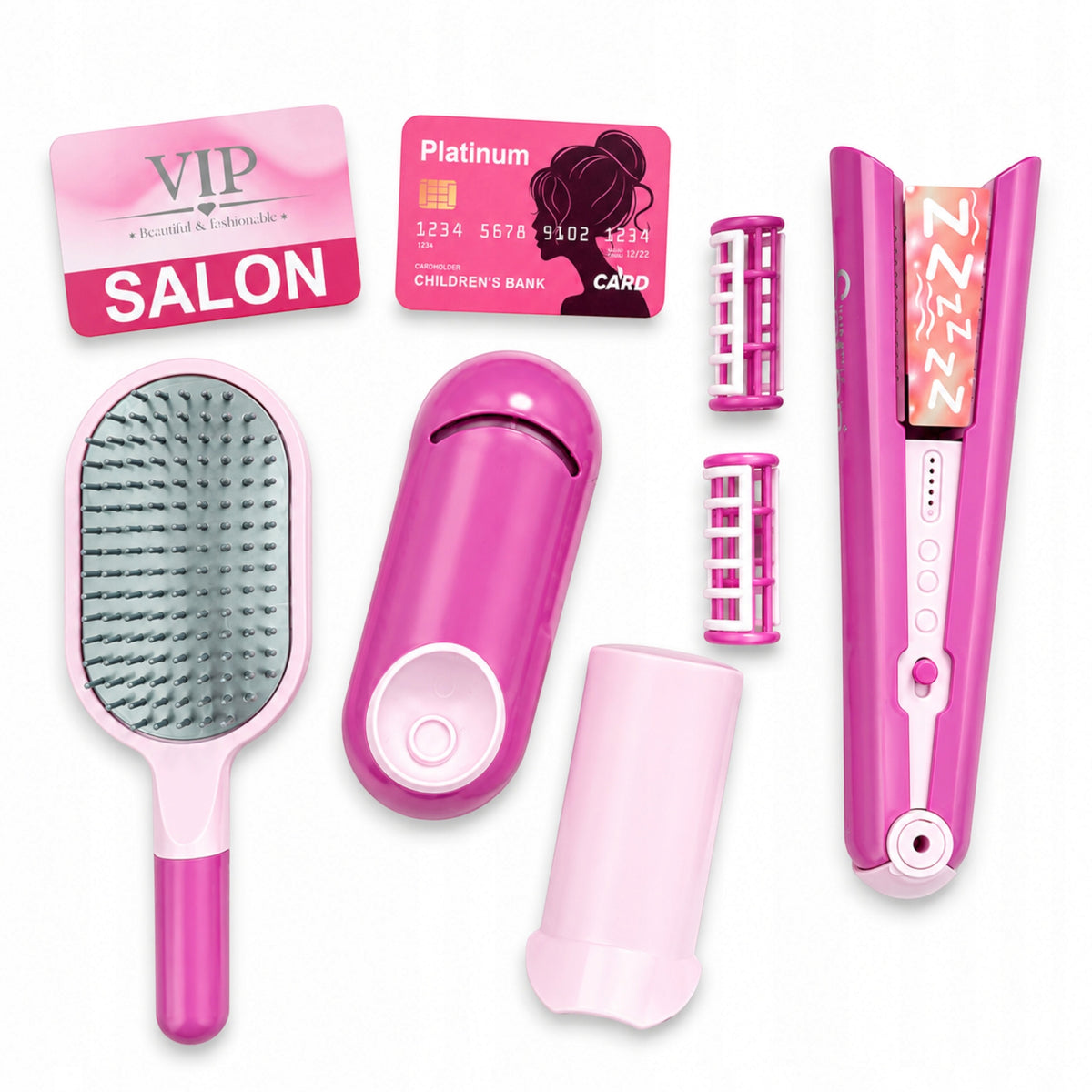 BEAUTY SALON FOR CHILDREN HAIRDRESSER SET WITH DRYER, CURLING IRON AND BRUSH Packaging status original