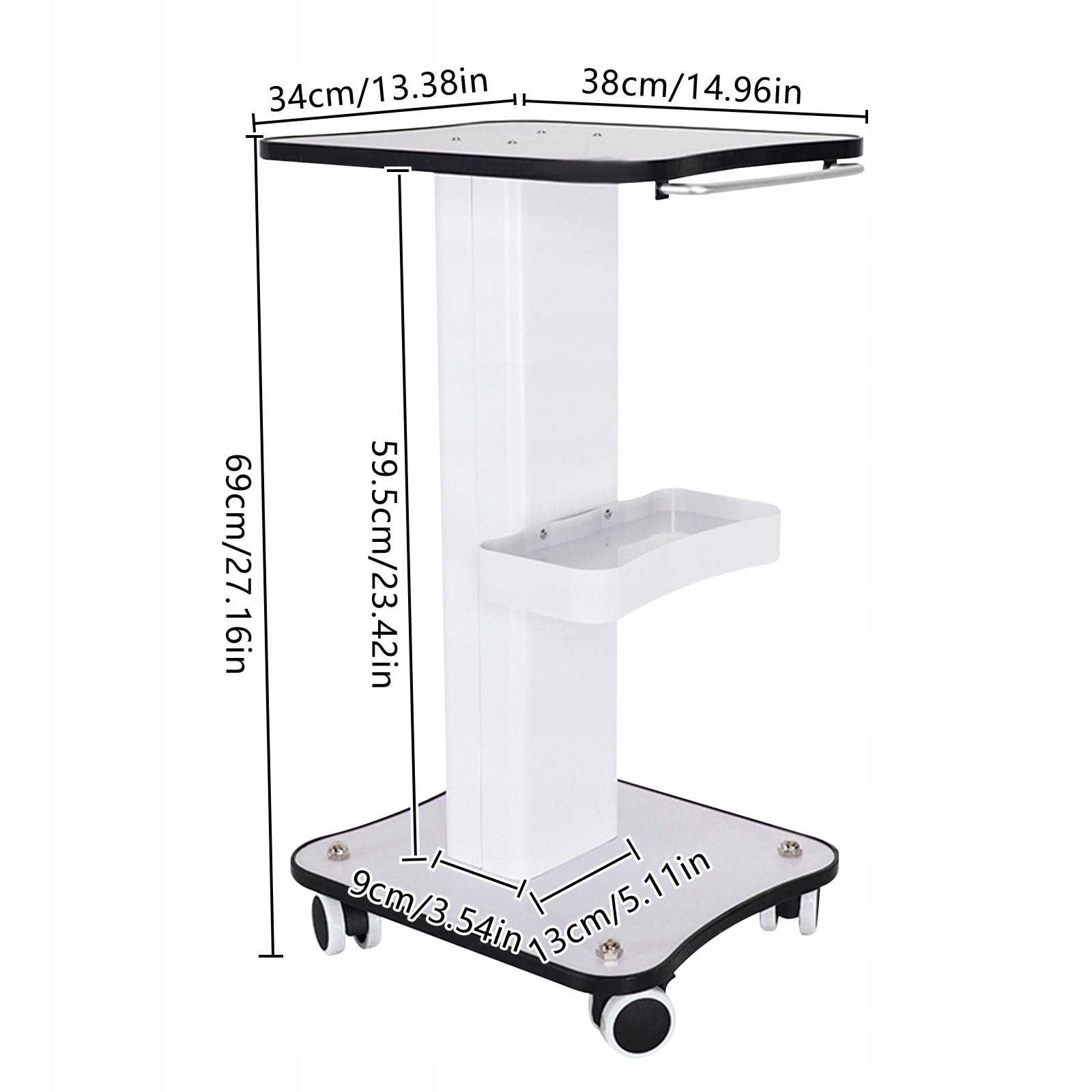 BEAUTY TROLLEY CART 3-LAYER SALON/SPA STAND ROLLER WITH HANDLE 40KG LOAD Medical device no