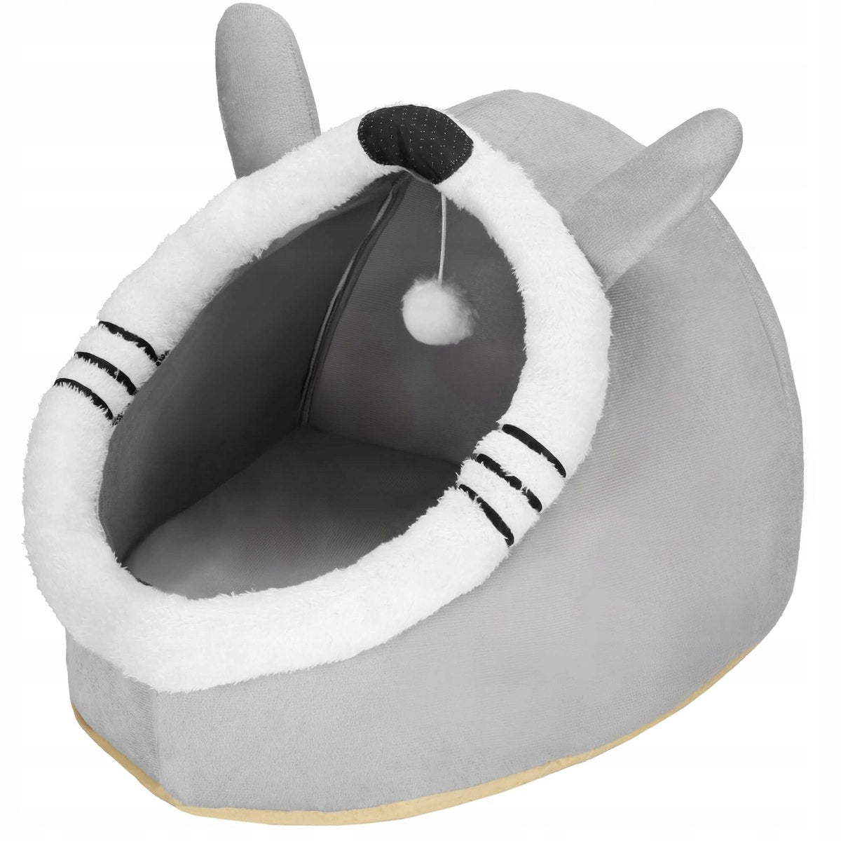 BED CAT HOUSE BOOTH PILLOW SOFT PLUSH 42x44cm M GREY Brand Springos