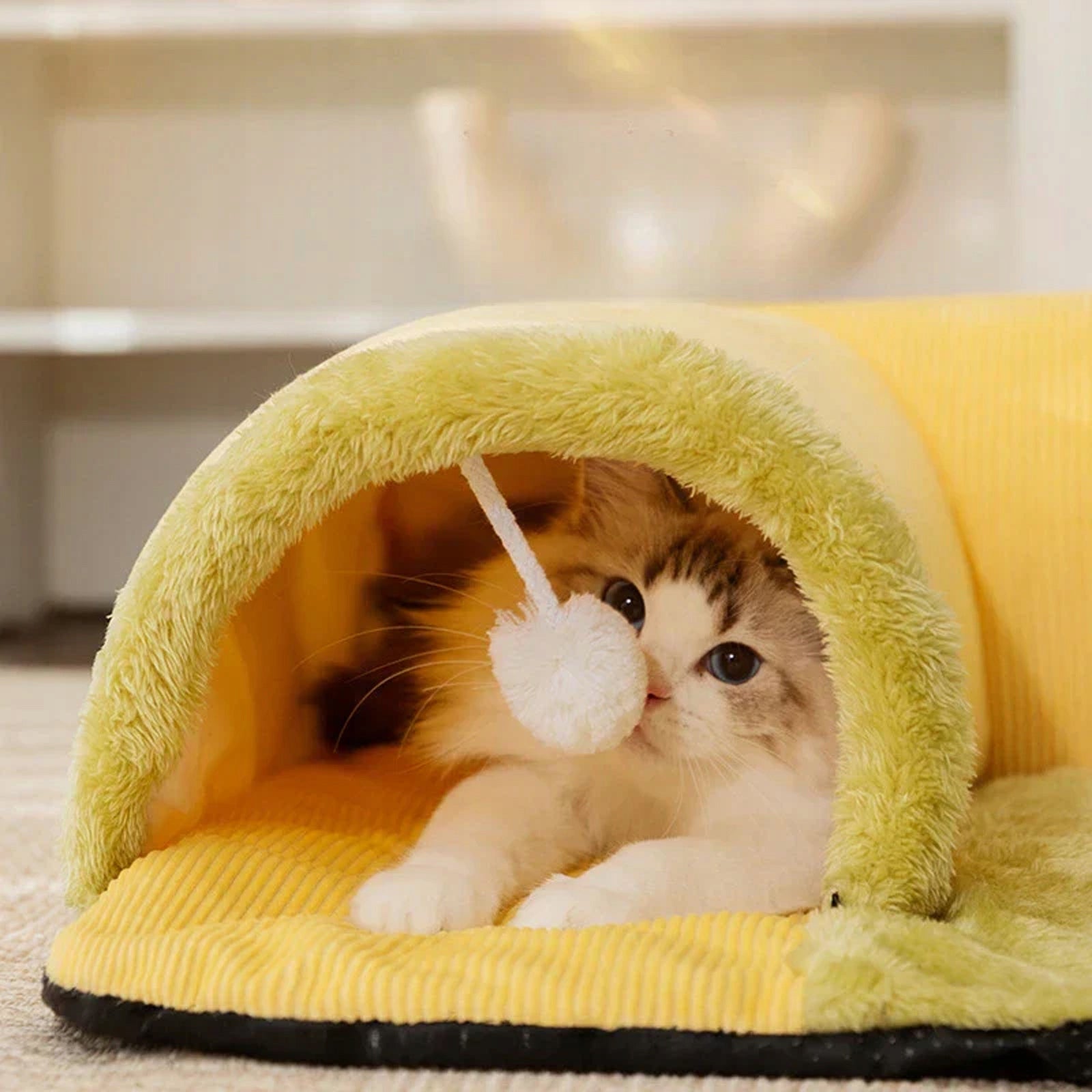 BED, COUCH MAT WITH TUNNEL FOR CAT, DOG, RABBIT, RODENTS Length 60 cm