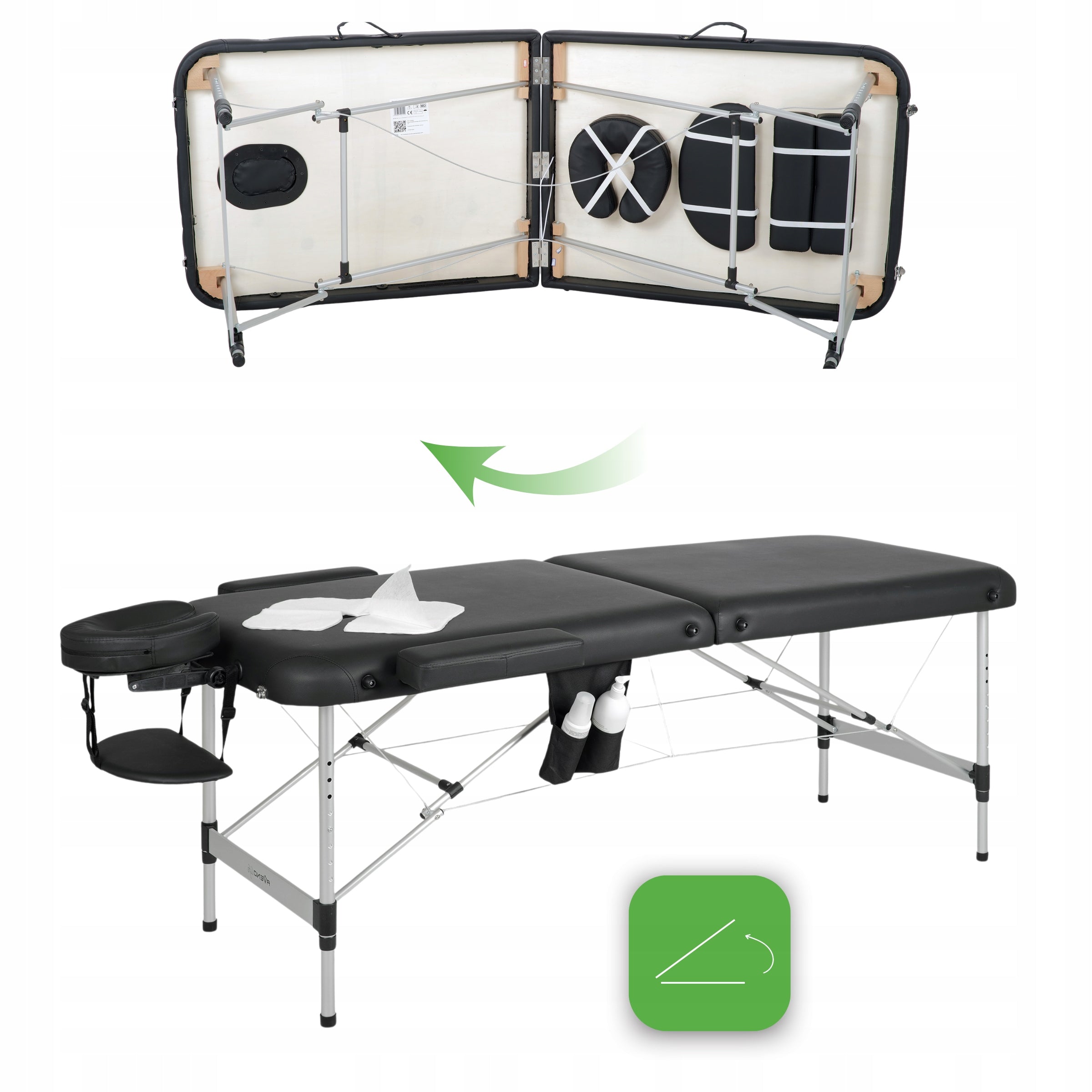 BED MASSAGE TABLE ALUMINUM FOLDING NADIA 70CM WITH ACCESSORIES HABYS Medical device yes