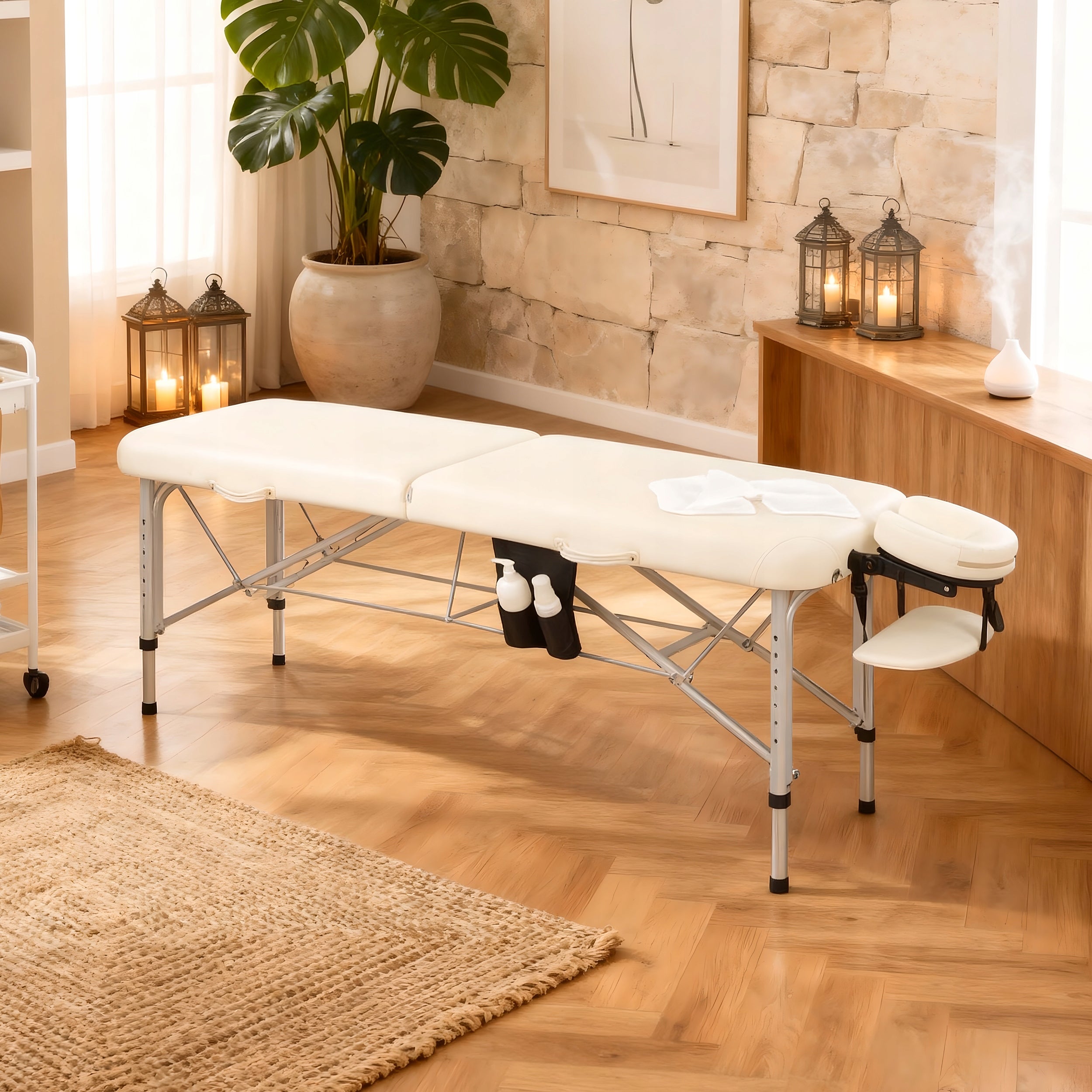BED MASSAGE TABLE ALUMINUM FOLDING VERA 60CM WHITE WITH ACCESSORIES EAN (GTIN) 5906667491487