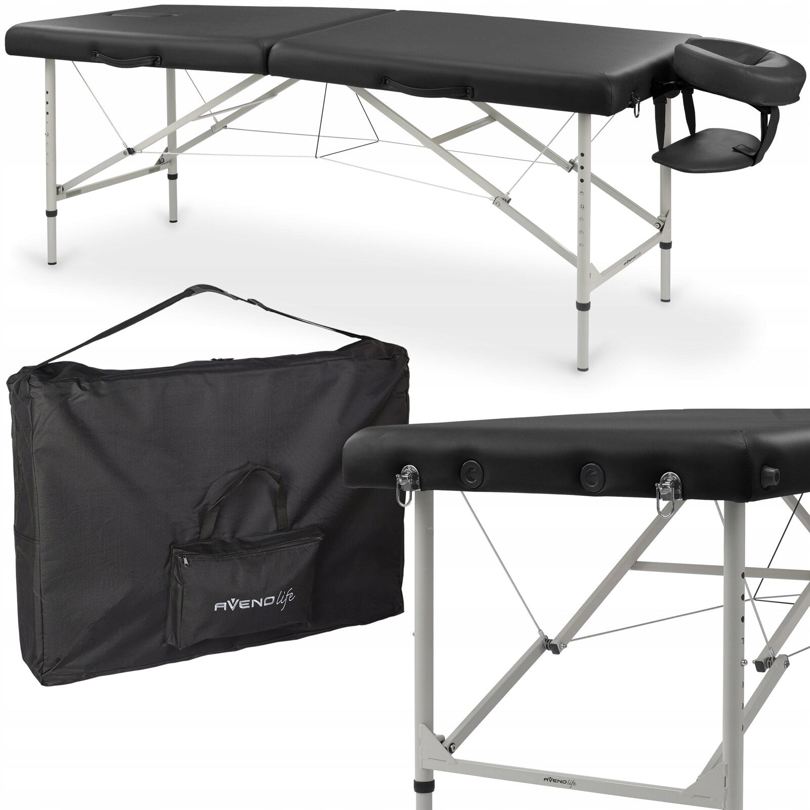 Masažinis stalas Fluxar MS-012, juoda, 184x71 cm