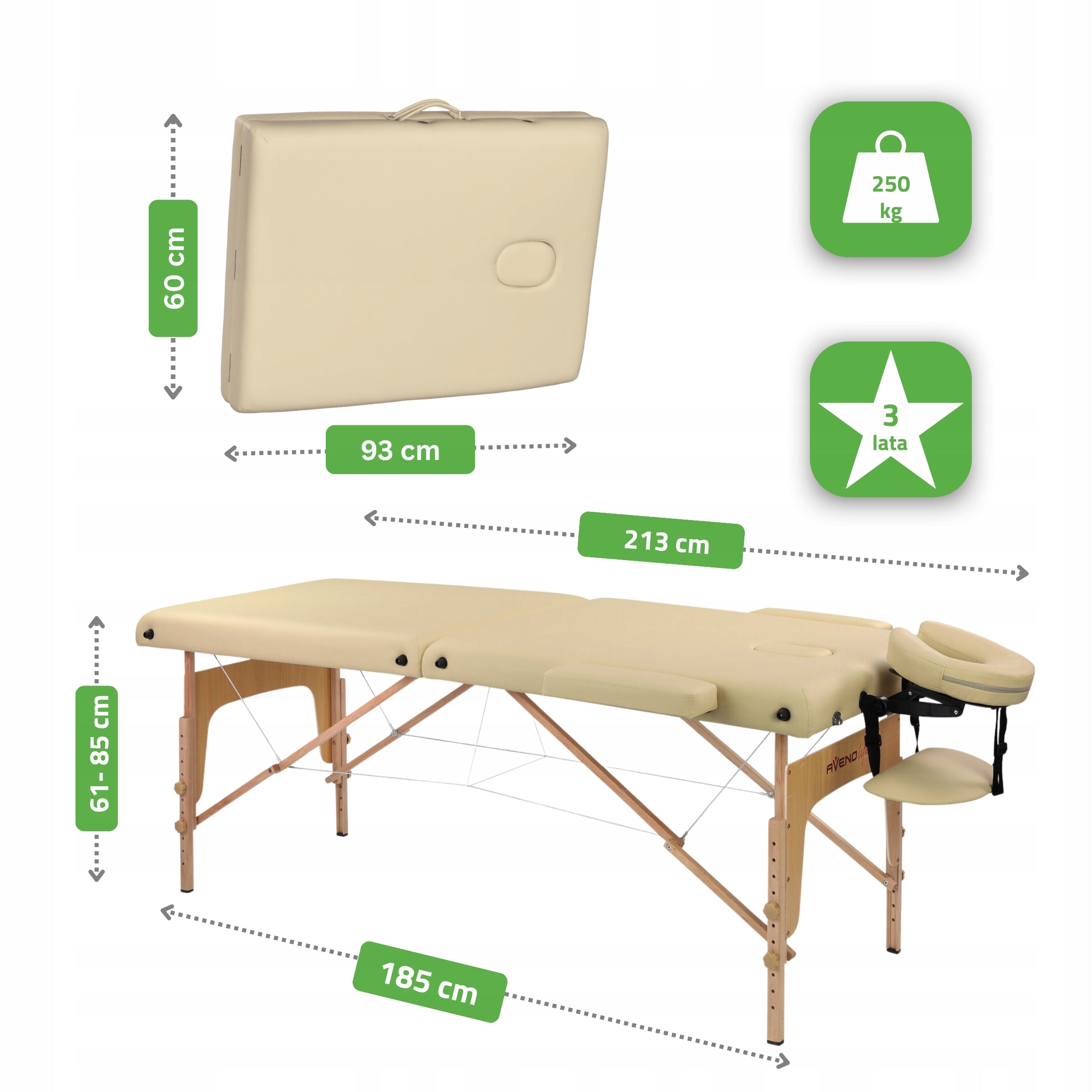 BED MASSAGE TABLE FOLDING SOFIA LIGHT 60 CM COMFORT FOAM 5CM HABYS Medical device yes