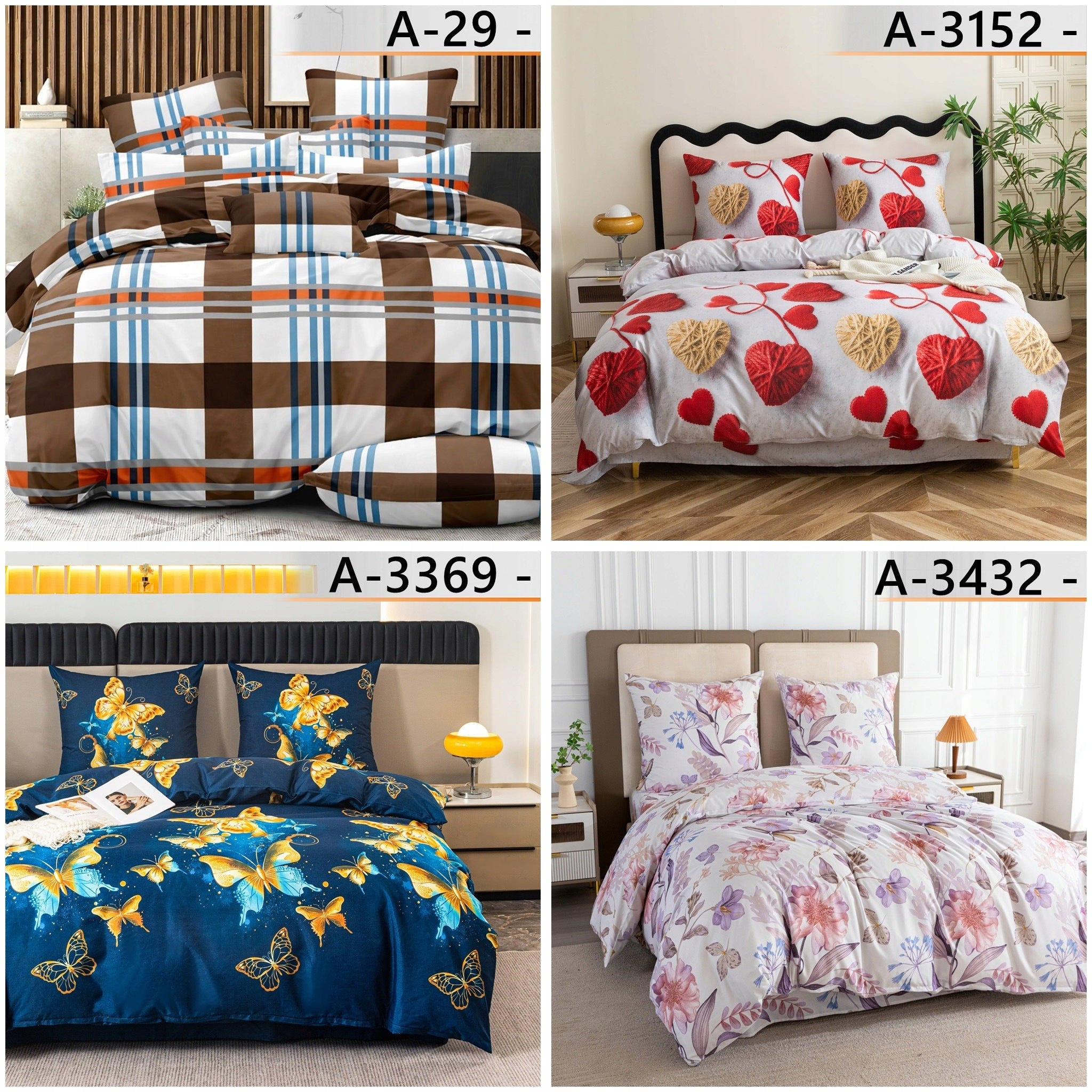 BEDDING 160x200 COTTON BEDDING SET +2 PILLOWCASES + SHEET MIX Manufacturer code POŚCIEL 160x200 SATYNA BAWEŁNIANA KOMPLET 4CZ