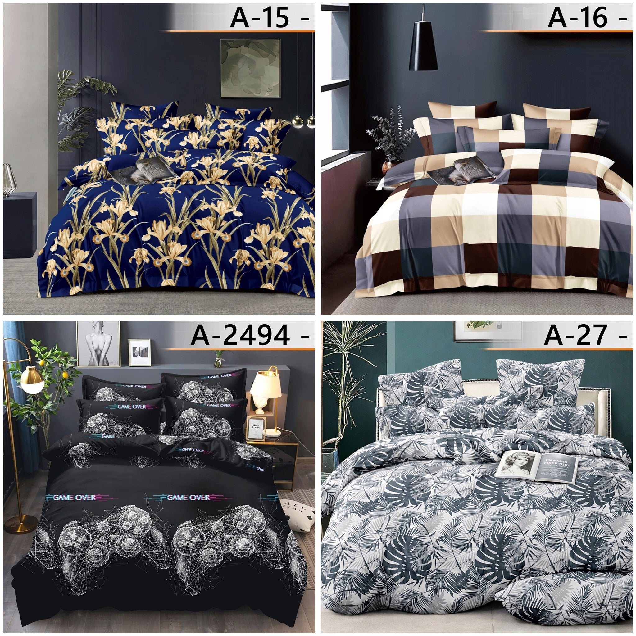 BEDDING 160x200 COTTON BEDDING SET +2 PILLOWCASES + SHEET MIX Packaging status original