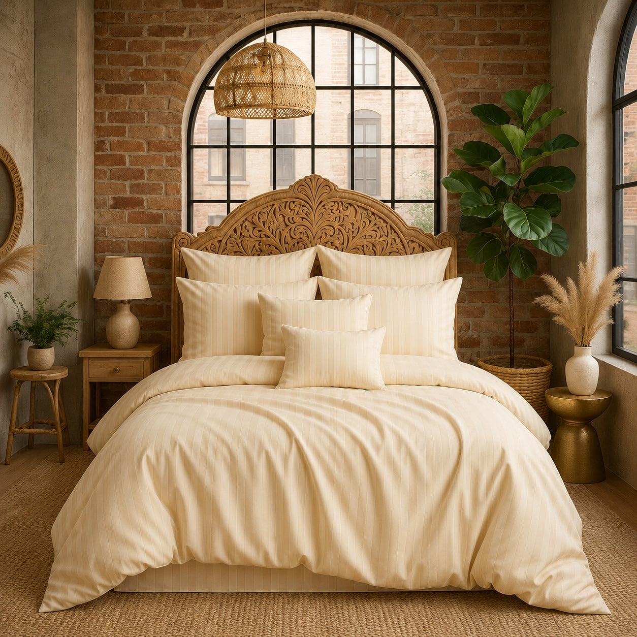 BEDDING 200x220 HOTEL 100% THICK COTTON SATIN ADAMASZEK ECRU Packaging status original