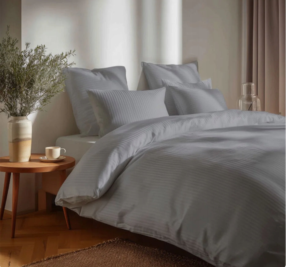 BEDDING LUXURY SATIN COTTON DAMASK 160X200 GREY Packaging status original