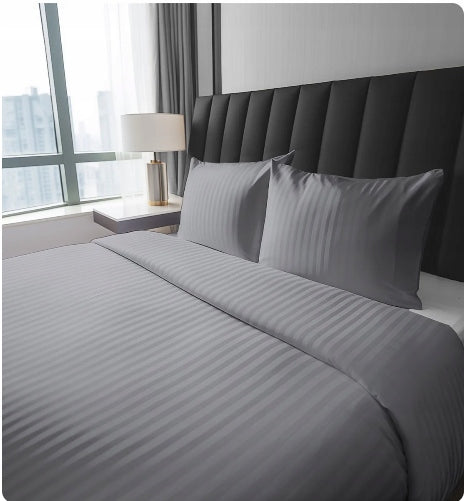 BEDDING LUXURY SATIN COTTON DAMASK 160X200 GREY