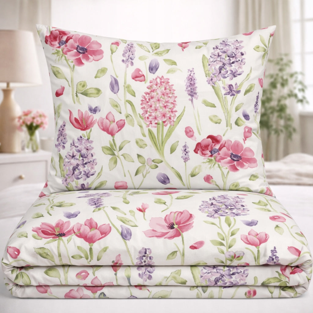 BEDDING SET 160x200 COTTON 100% THICK 3 PIECES Poland PREMIUM FLOWERS Packaging status original