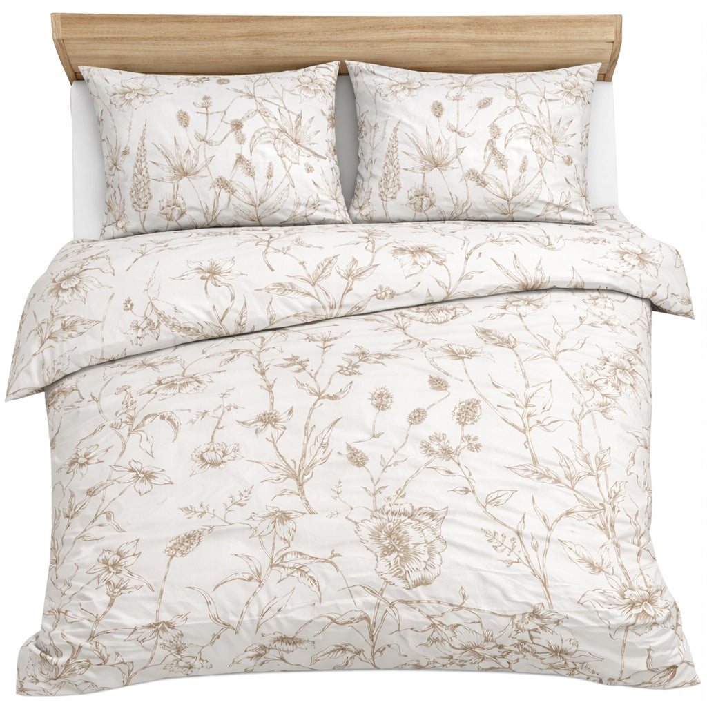 BEDDING SET 200x220 COTTON 100% THICK 3 PIECES Poland PREMIUM FLOWERS Manufacturer code komplet pościeli 200x220