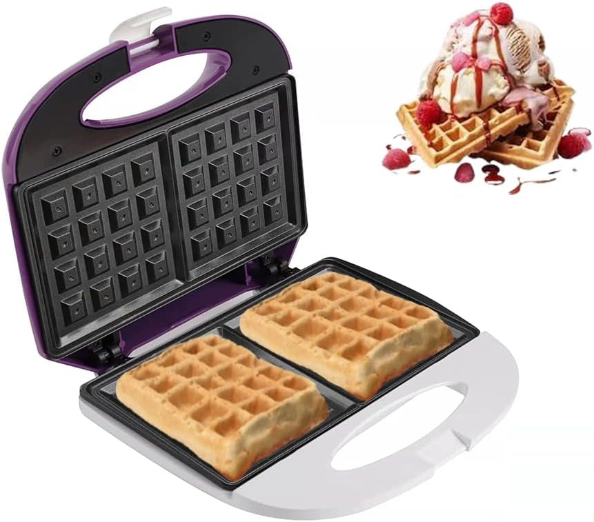 BEHOME WAFFLE MAKER 820W NONSTICK LED WAFFLE WAFFLES WHITE PURPLE