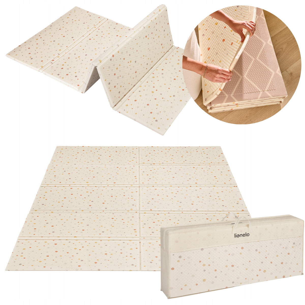 BEIGE BOHO Foam Educational Mat LARGE Double Sided180x201cm Lionelo Zora Packaging status original