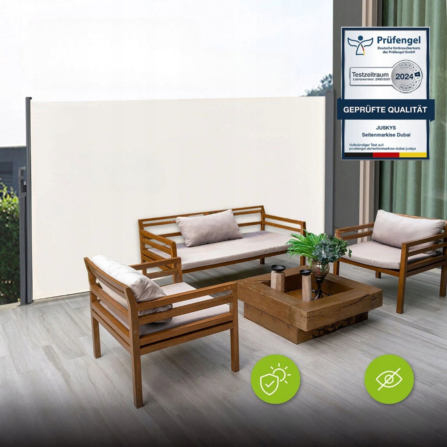 BEIGE SIDE AWNING EXTENDABLE 500x160 CM RETRACTABLE ROLLER BLIND TERRACE COVER Packaging status original