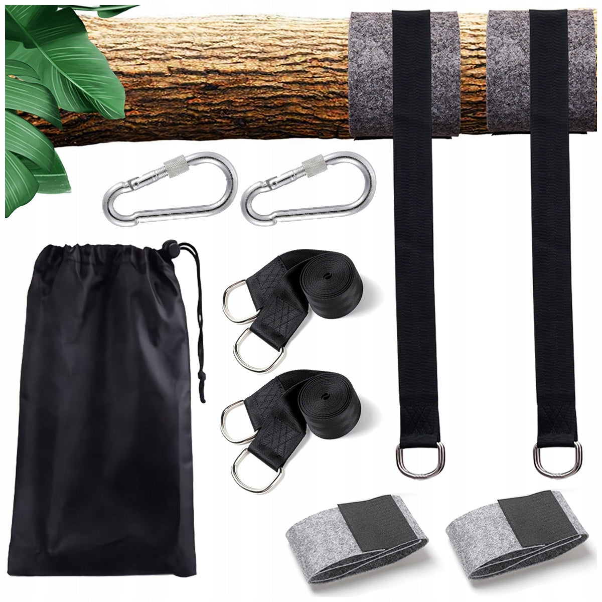 BELTS ROPE ATTACHMENT FOR HAMMOCK SWING TAPE CARABINER HOLDER SET OF 2PCS
