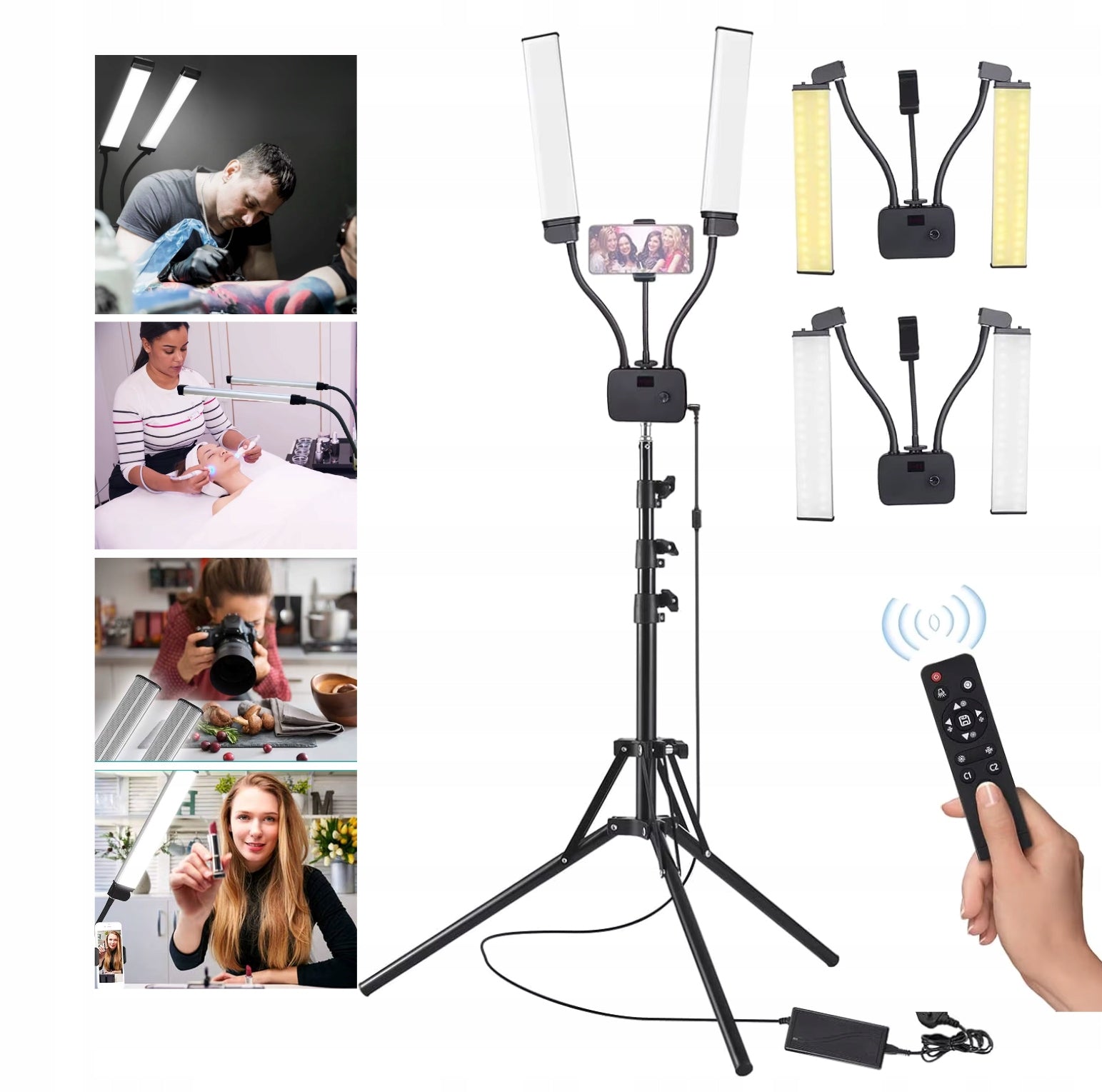 BENT DOUBLE EYELASH MAKEUP COSMETIC LAMP FLOOR LED TRIPOD 40W