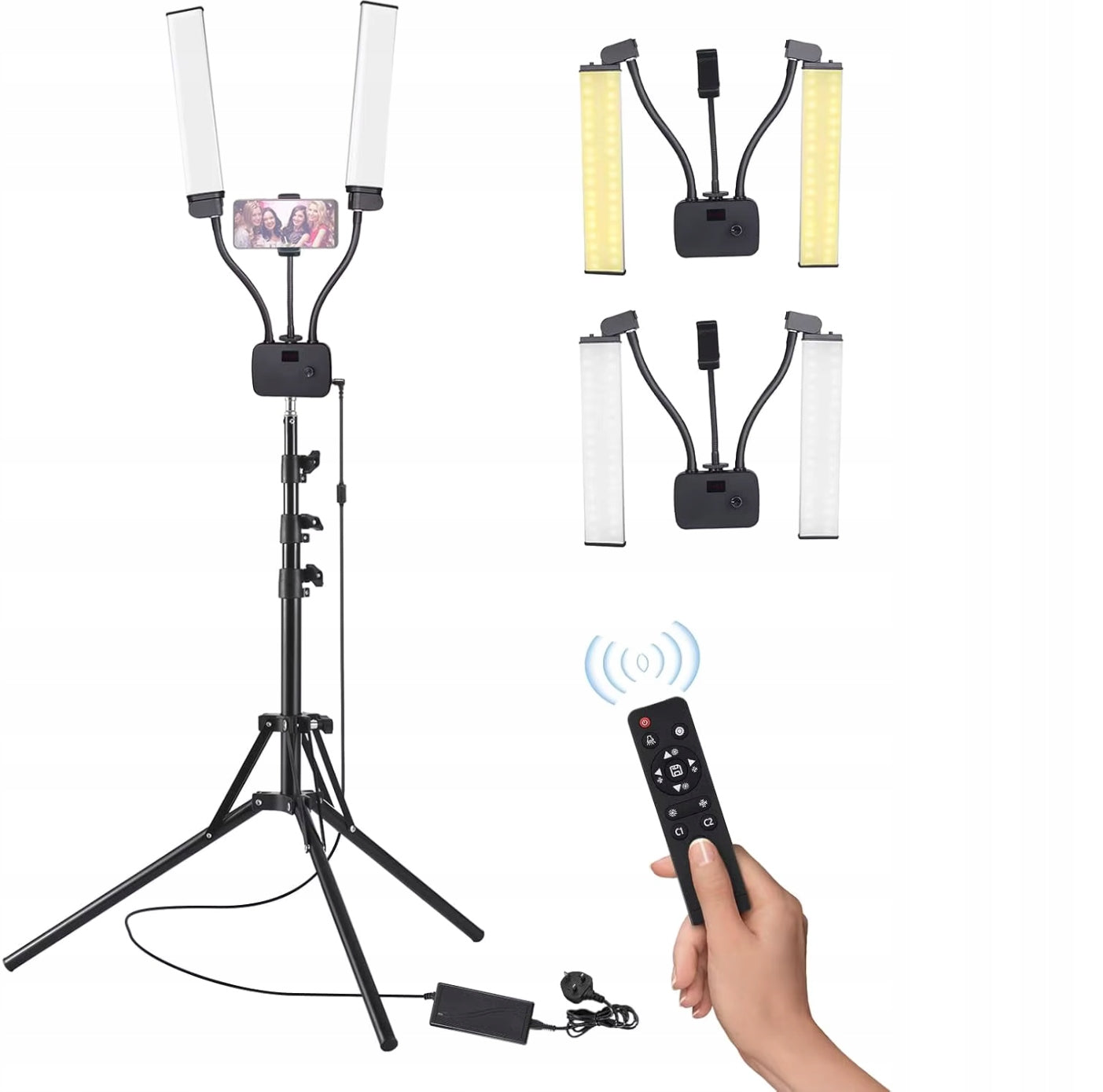 BENT DOUBLE EYELASH MAKEUP COSMETIC LAMP STUDIO LED TRIPOD 40W
